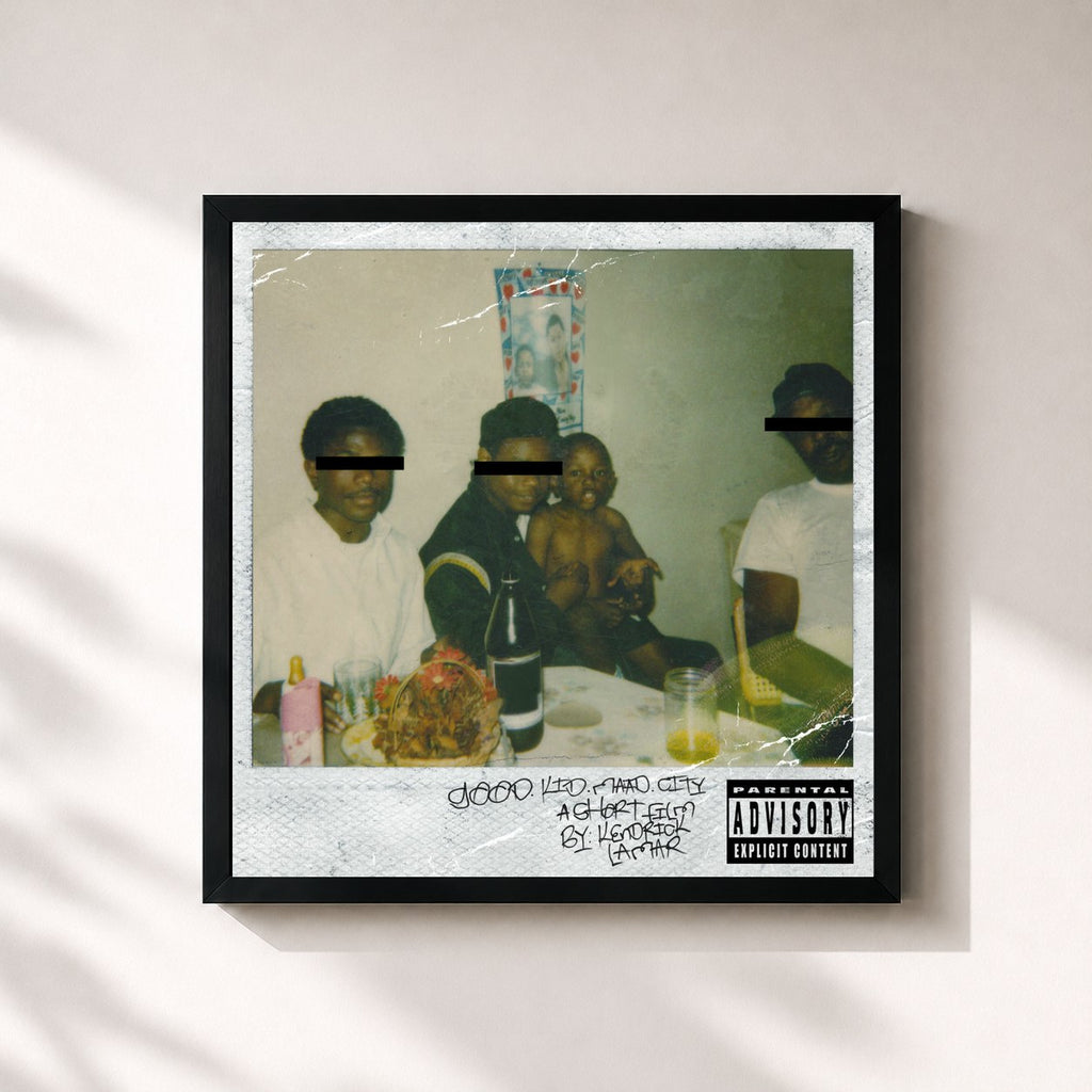 Tableau de l'album good kid, m.A.A.d city de Kendrick Lamar, imprimé et encadré en France
