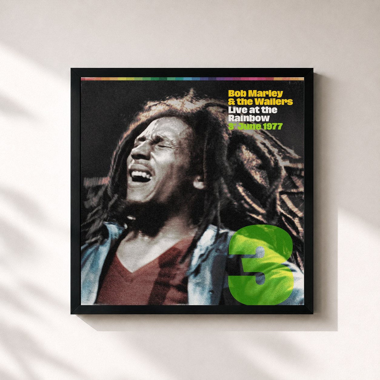Tableau de l'album Live At The Rainbow, 3rd June 1977 de Bob Marley & The Wailers, imprimé et encadré en France