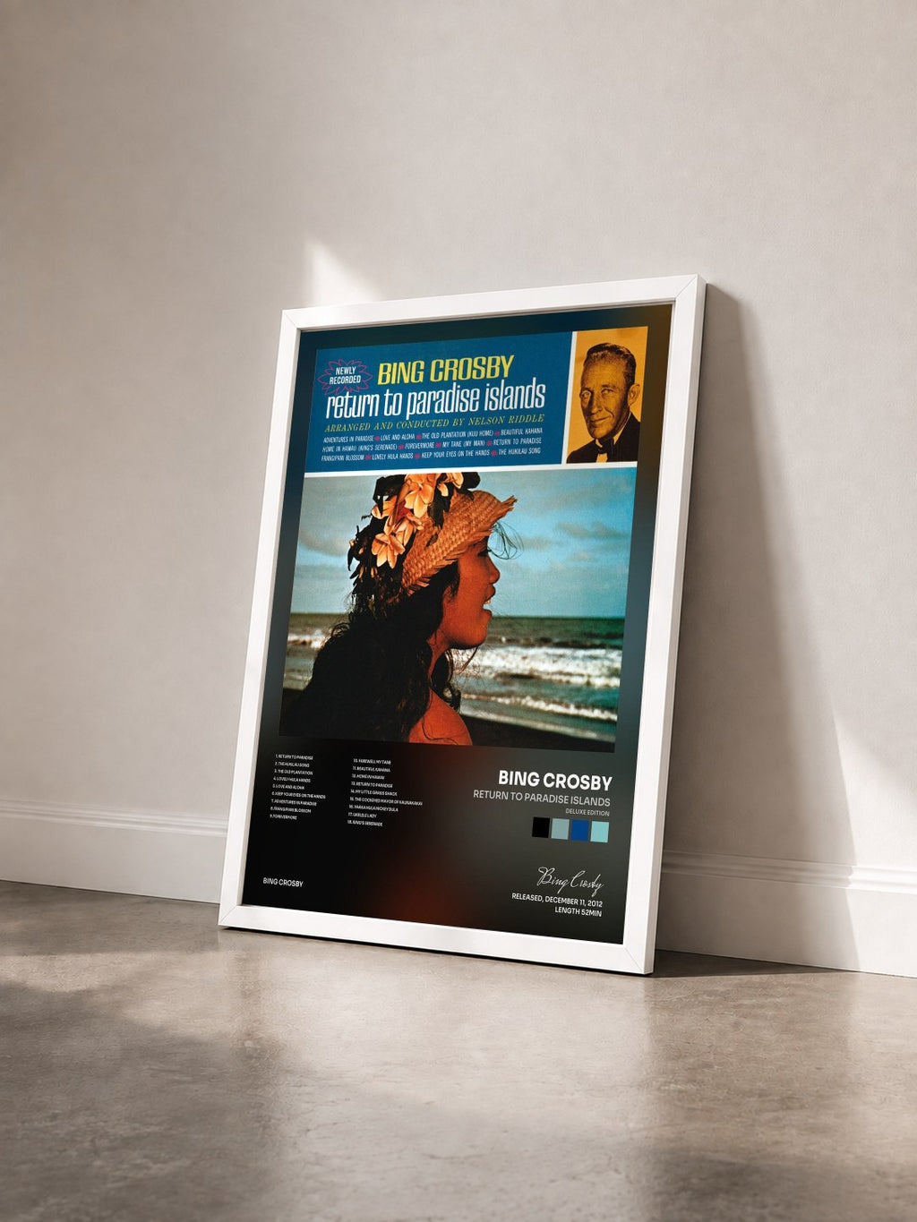 #blanc Tableau de l'album Return To Paradise Islands (Deluxe Edition) de Bing Crosby vu de trois quarts, cadre blanc