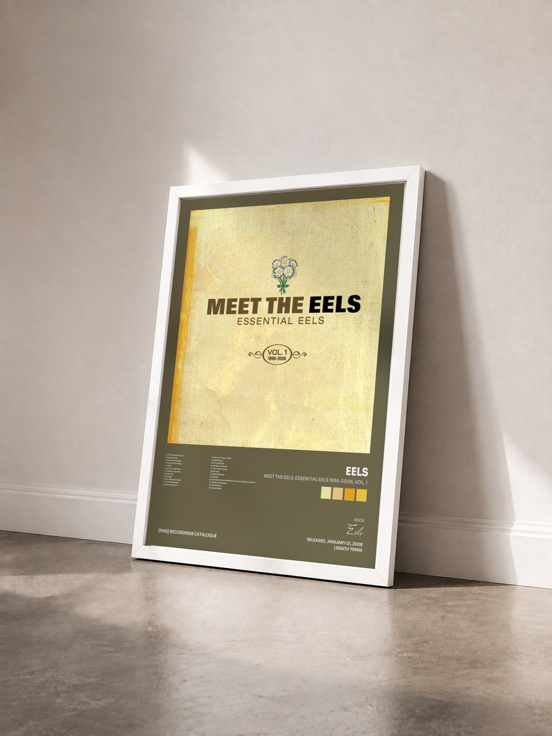 #blanc Tableau de l'album Meet The EELS: Essential EELS 1996-2006, Vol. 1 de Eels vu de trois quarts, cadre blanc