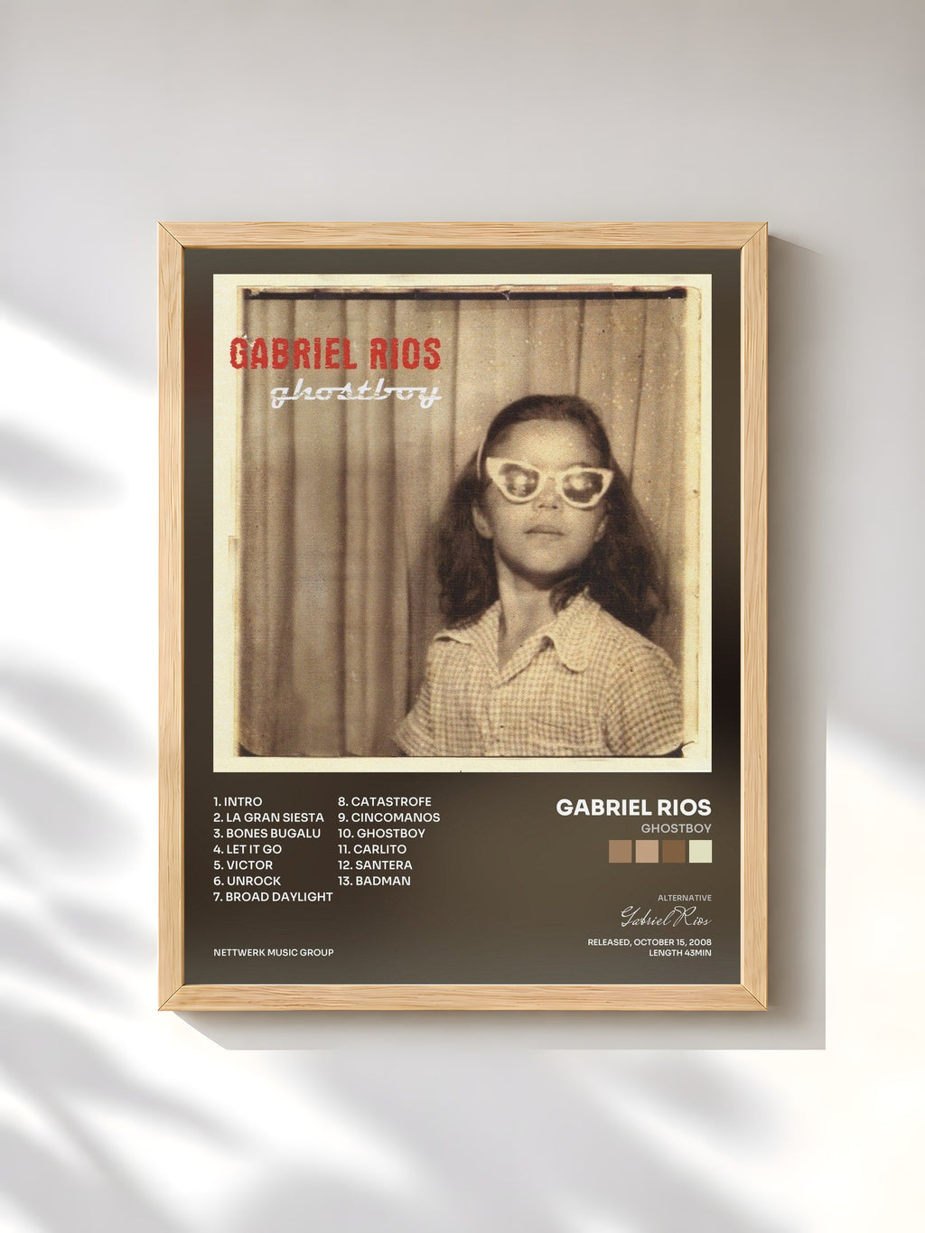 #bois Tableau de l'album Ghostboy de Gabriel Rios, cadre en bois brut, imprimé et encadré en France