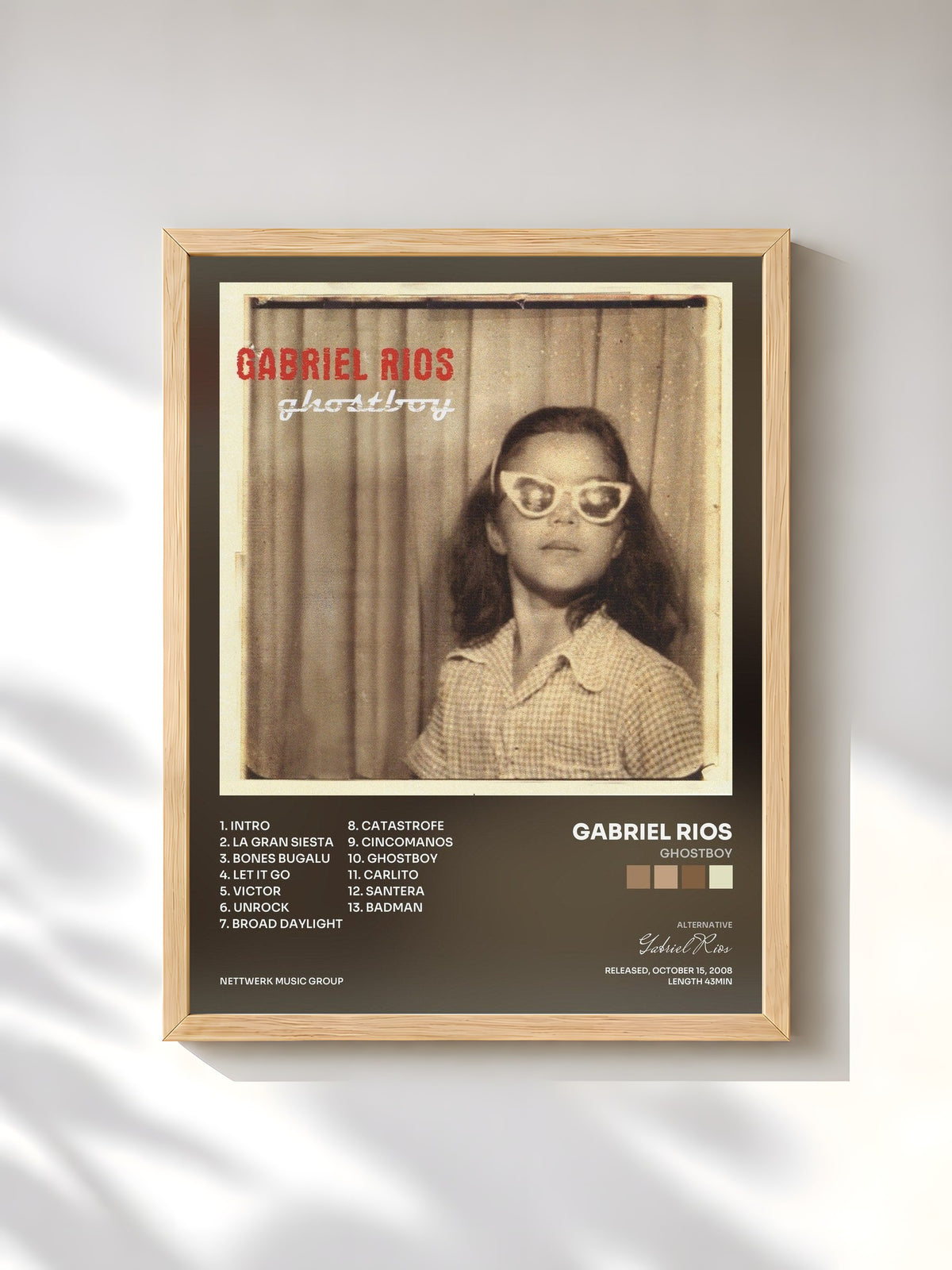 #bois Tableau de l'album Ghostboy de Gabriel Rios, cadre en bois brut, imprimé et encadré en France