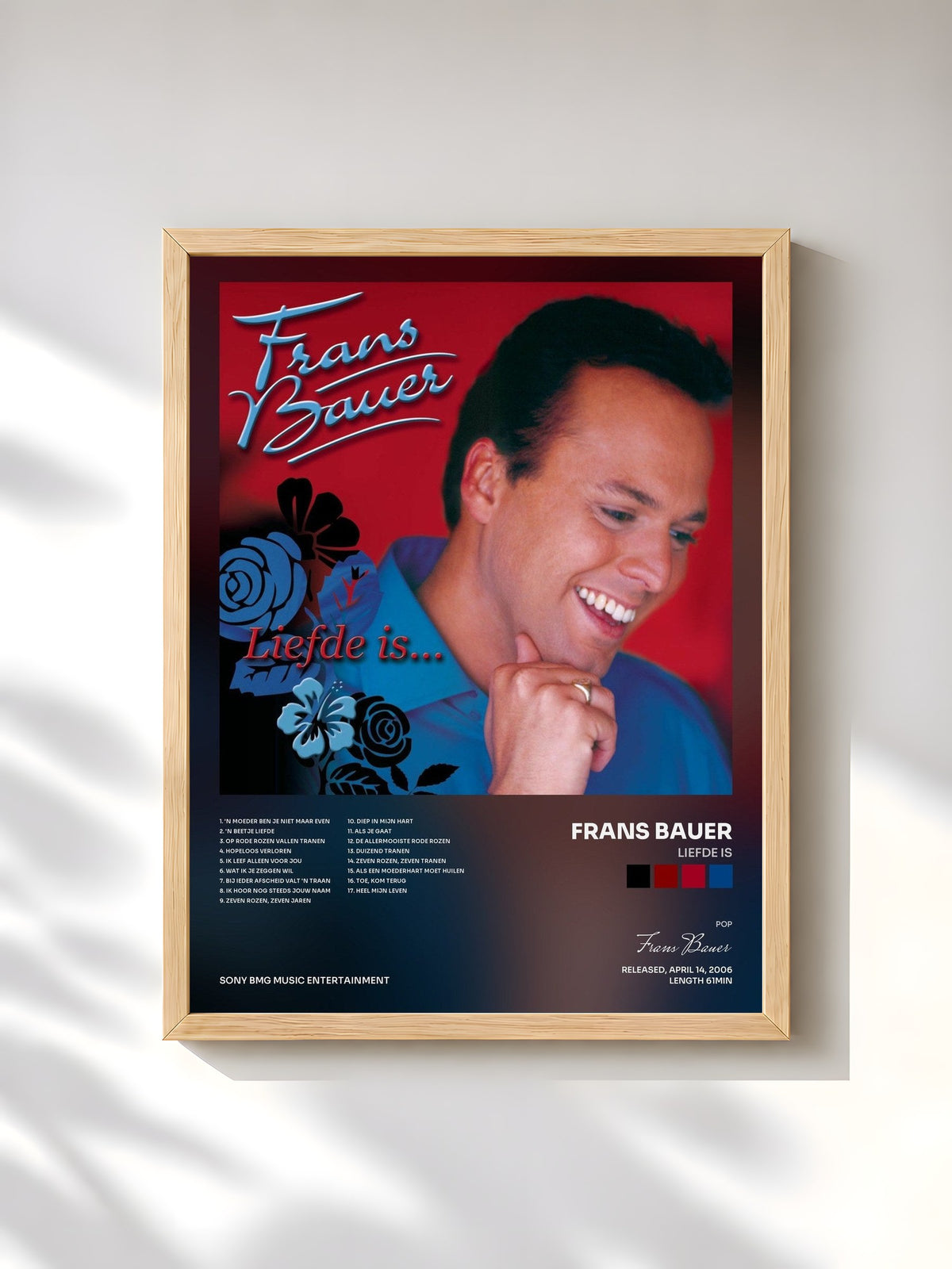 #bois Tableau de l'album Liefde Is de Frans Bauer, cadre en bois brut, imprimé et encadré en France