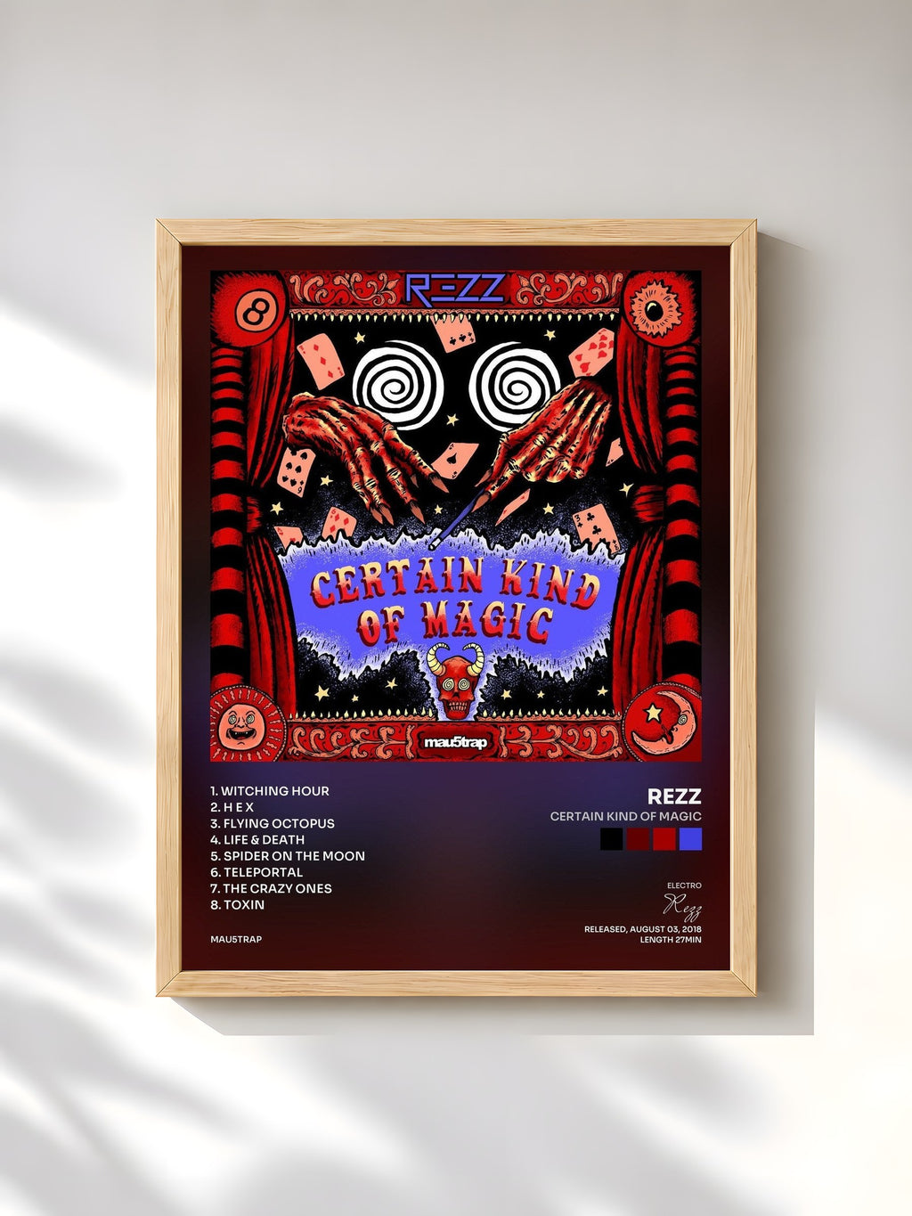 #bois Tableau de l'album Certain Kind of Magic de Rezz, cadre en bois brut, imprimé et encadré en France