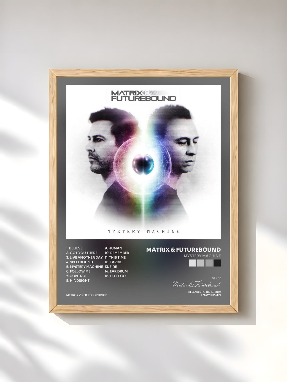 #bois Tableau de l'album Mystery Machine de Matrix & Futurebound, cadre en bois brut, imprimé et encadré en France