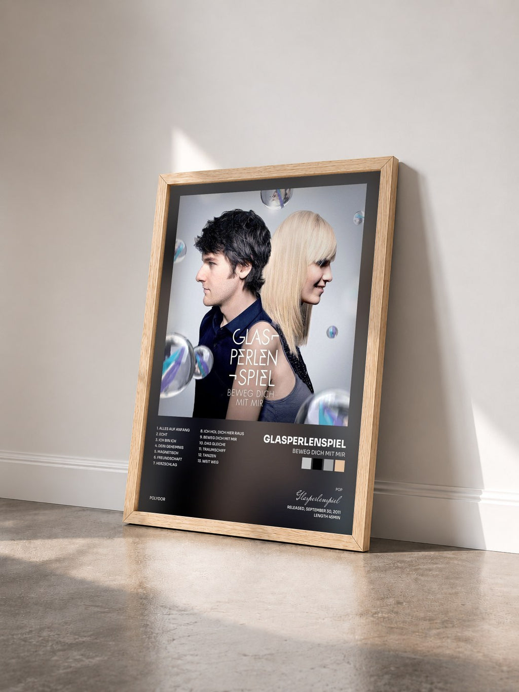 #bois Tableau de l'album Beweg dich mit mir de Glasperlenspiel vu de trois quarts, cadre en bois brut