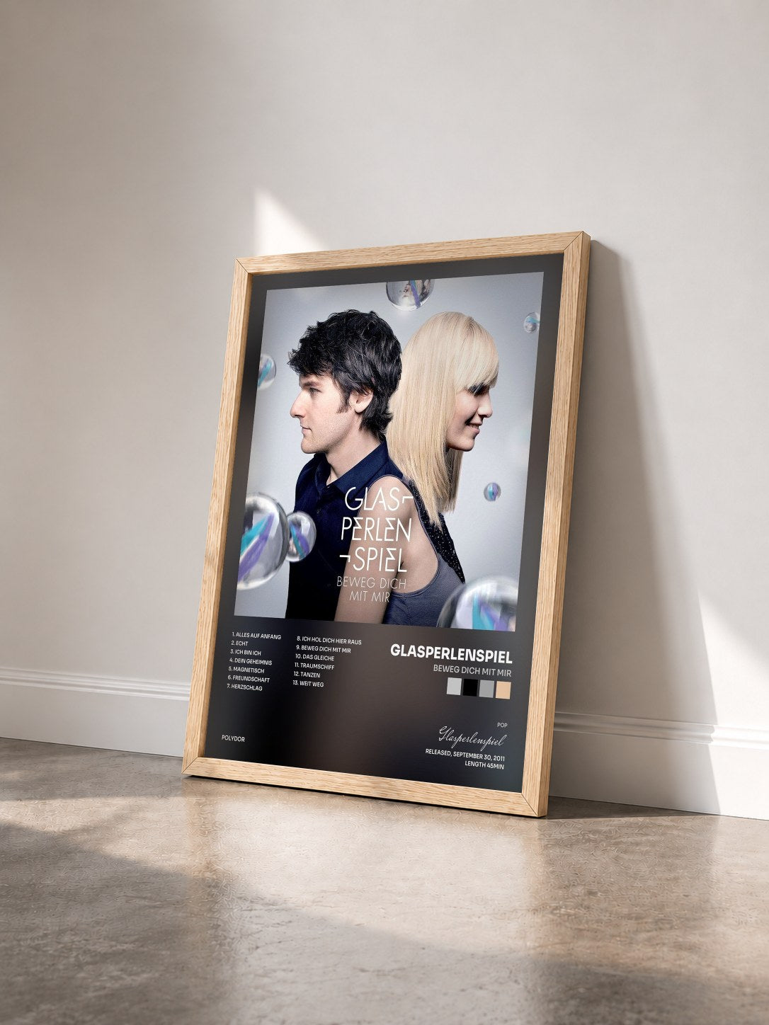 #bois Tableau de l'album Beweg dich mit mir de Glasperlenspiel vu de trois quarts, cadre en bois brut