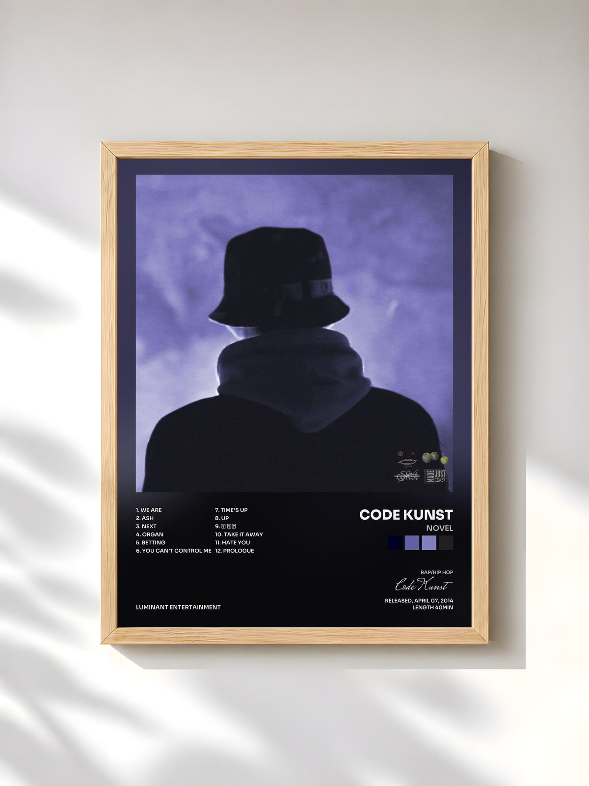 #bois Tableau de l'album NOVEL de Code Kunst, cadre en bois brut, imprimé et encadré en France
