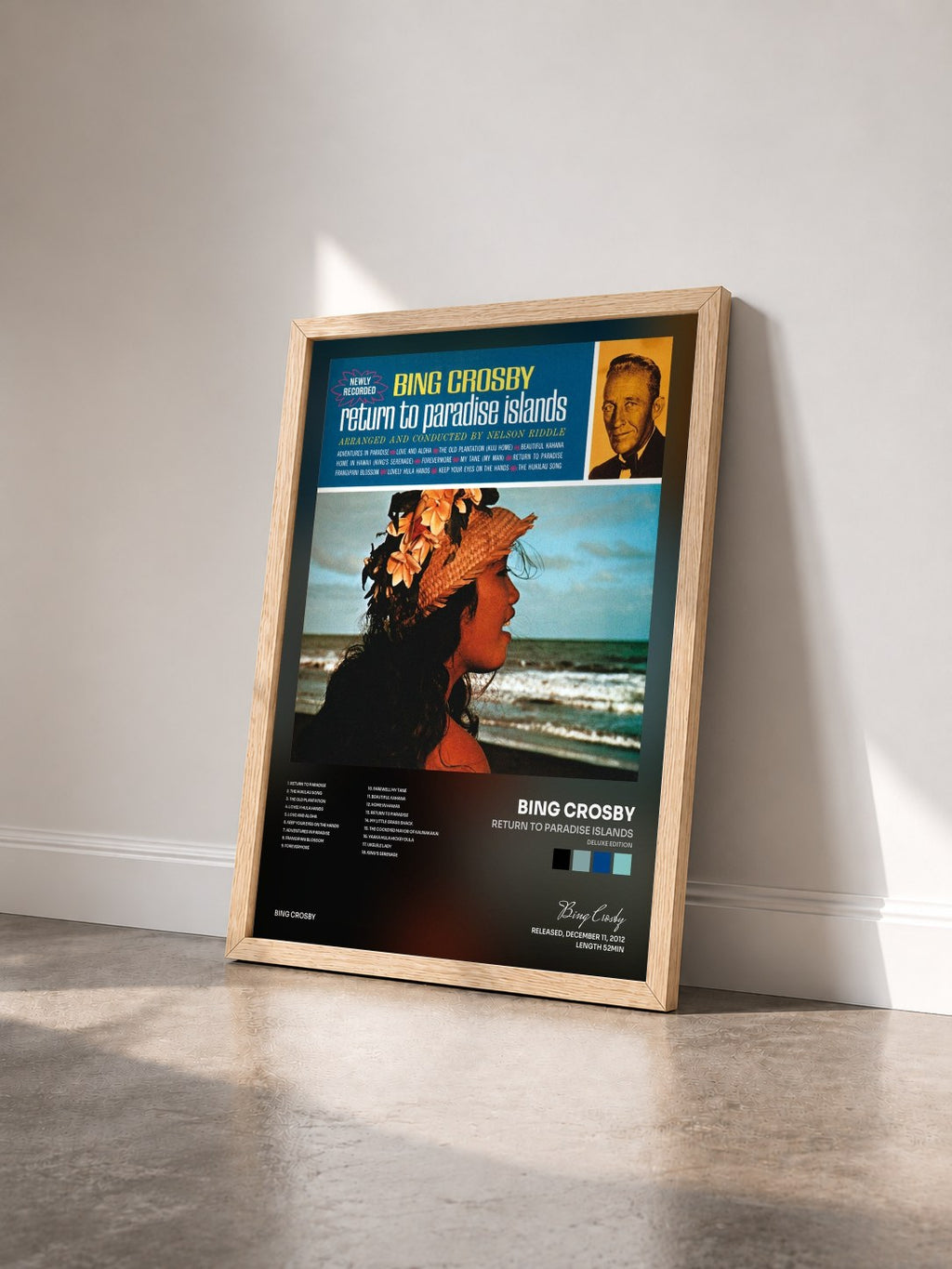 #bois Tableau de l'album Return To Paradise Islands (Deluxe Edition) de Bing Crosby vu de trois quarts, cadre en bois brut