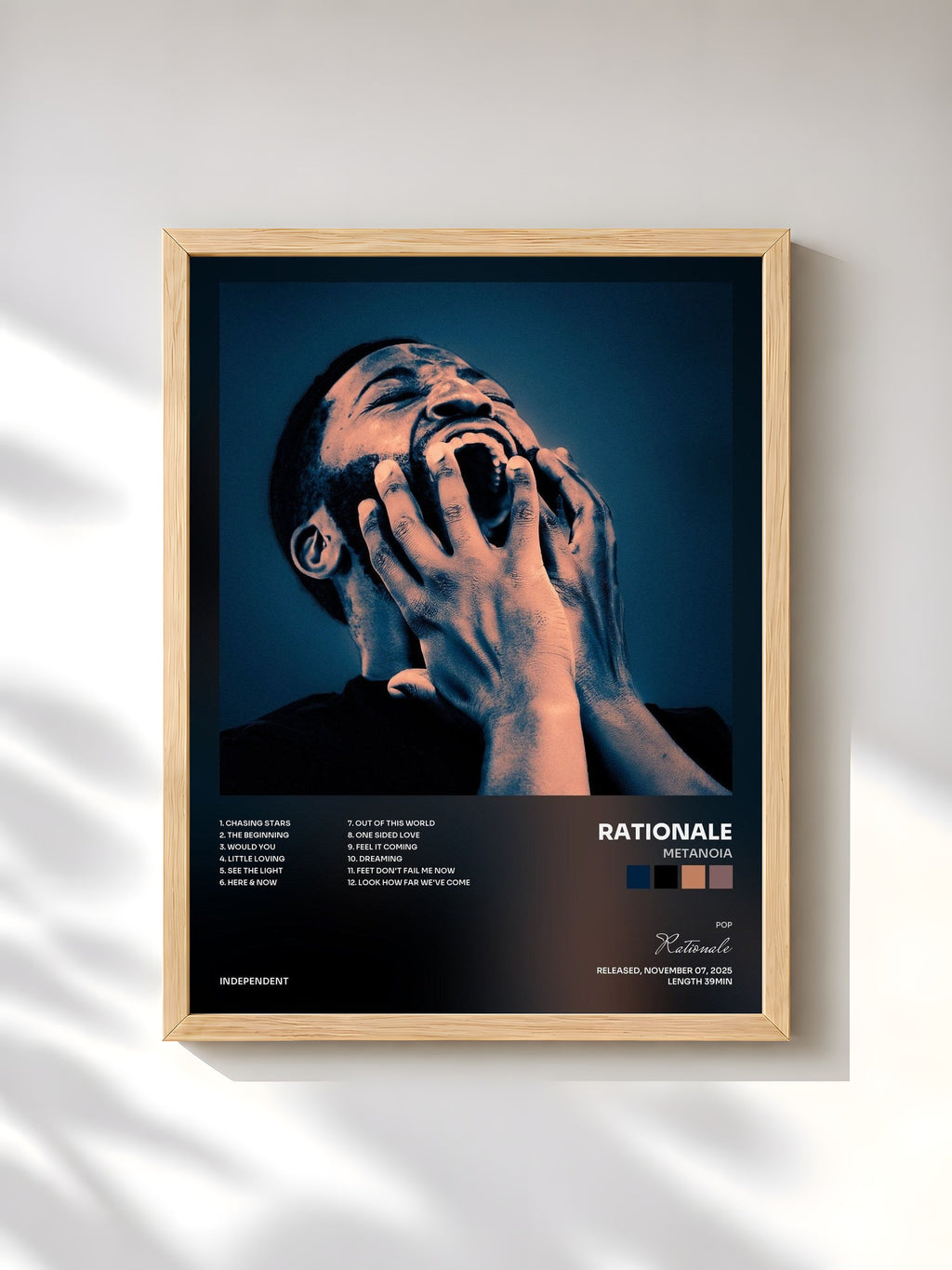 #bois Tableau de l'album Metanoia de Rationale, cadre en bois brut, imprimé et encadré en France