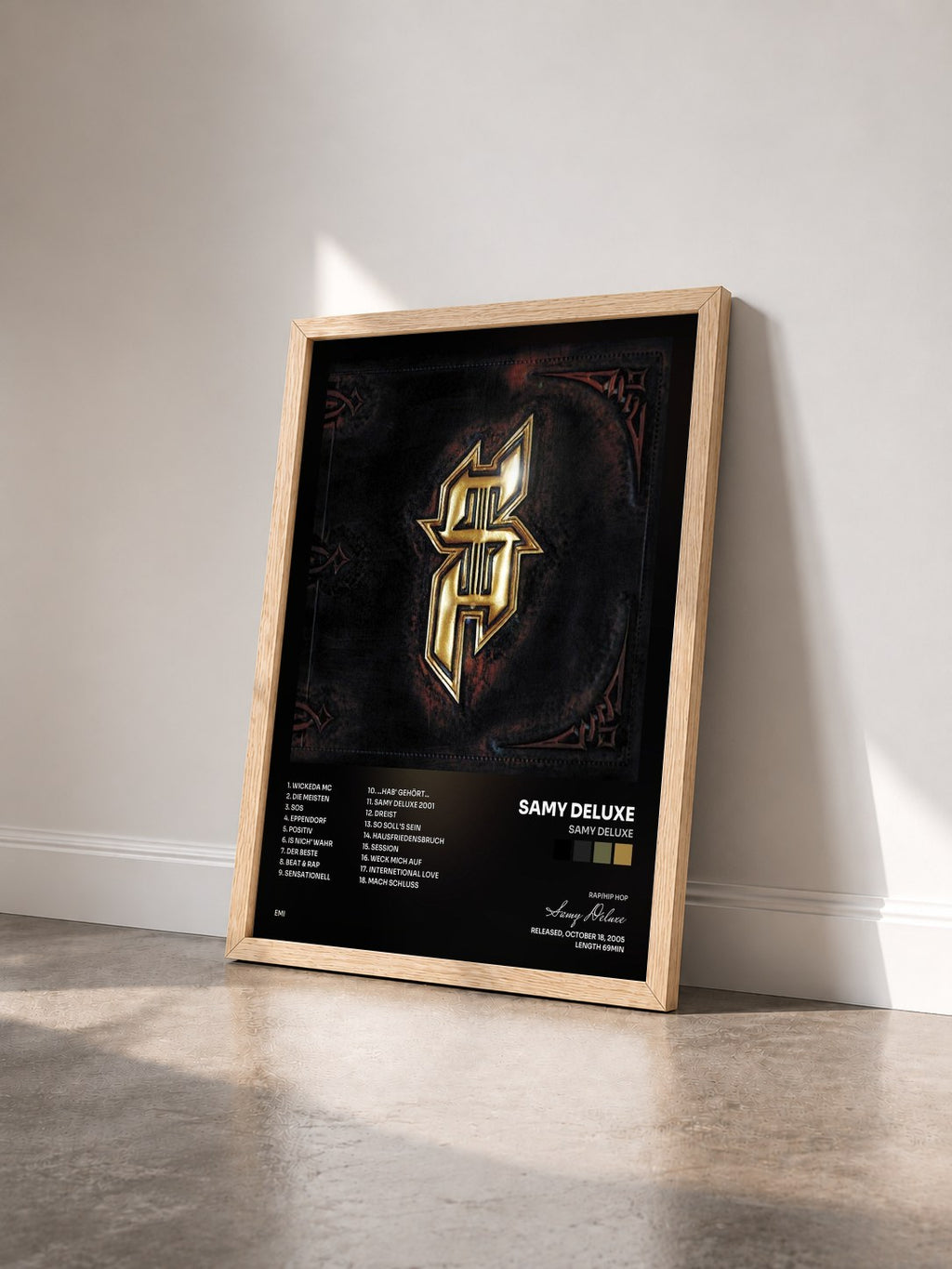 #bois Tableau de l'album Samy Deluxe de Samy Deluxe vu de trois quarts, cadre en bois brut
