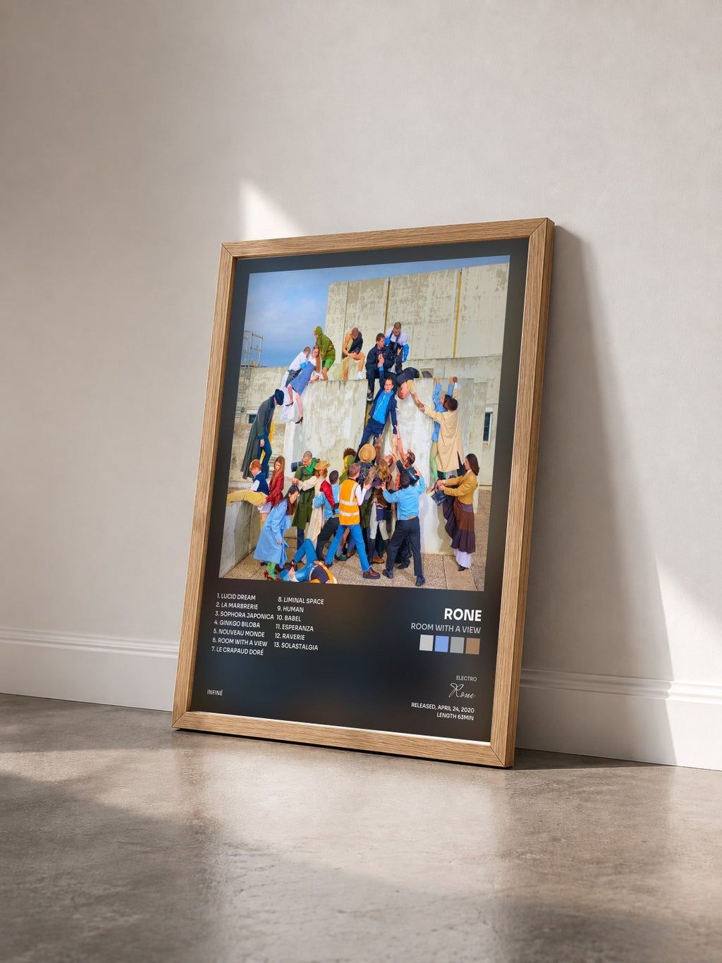 #bois Tableau de l'album Room with a View de Rone vu de trois quarts, cadre en bois brut