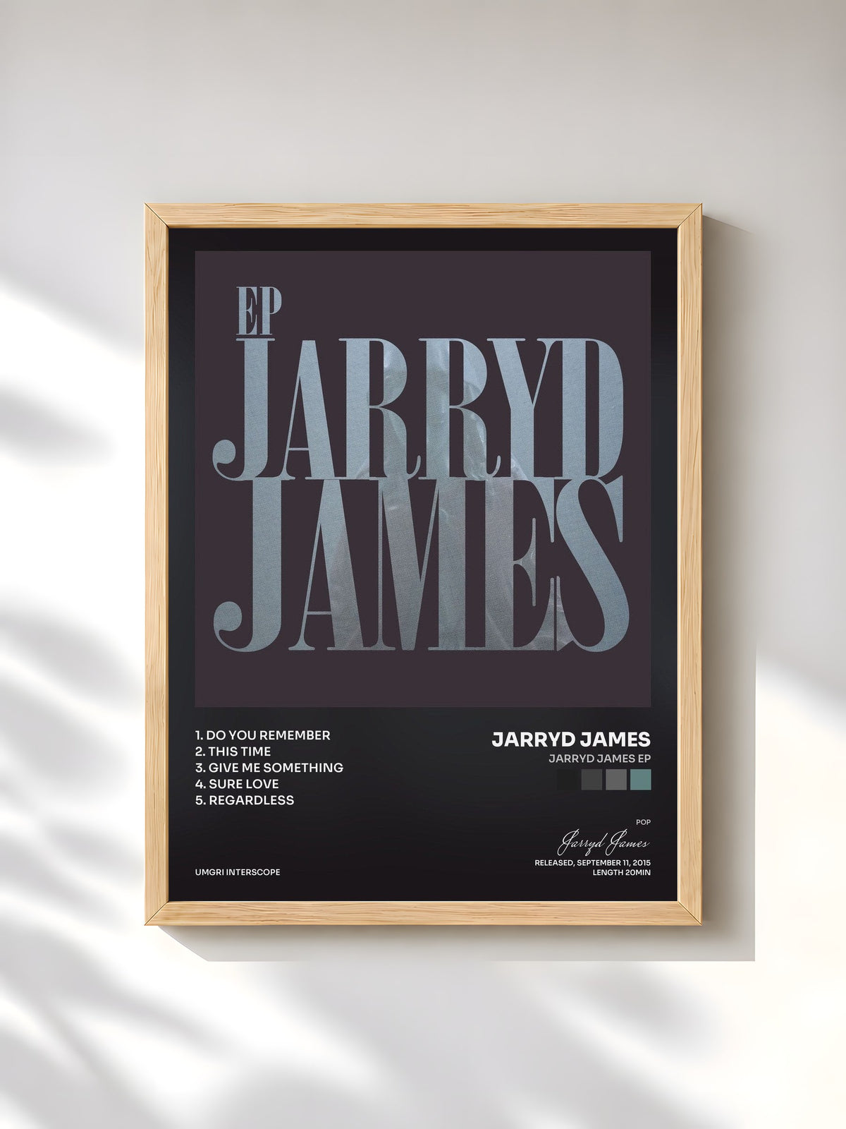 #bois Tableau de l'album Jarryd James EP de Jarryd James, cadre en bois brut, imprimé et encadré en France