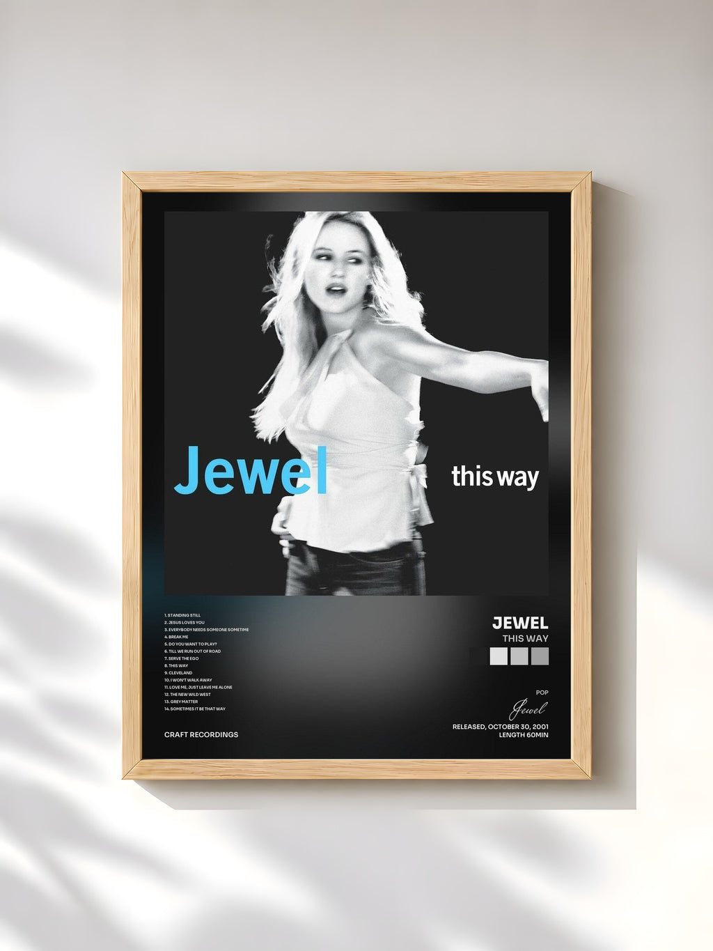 #bois Tableau de l'album This Way de Jewel, cadre en bois brut, imprimé et encadré en France