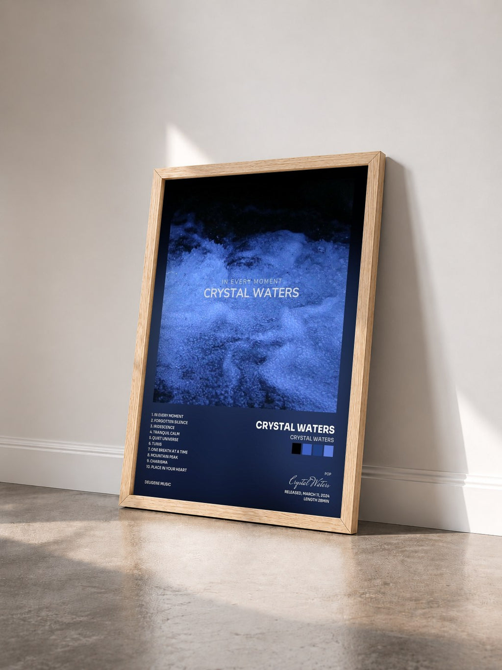 #bois Tableau de l'album Crystal Waters de Crystal Waters vu de trois quarts, cadre en bois brut