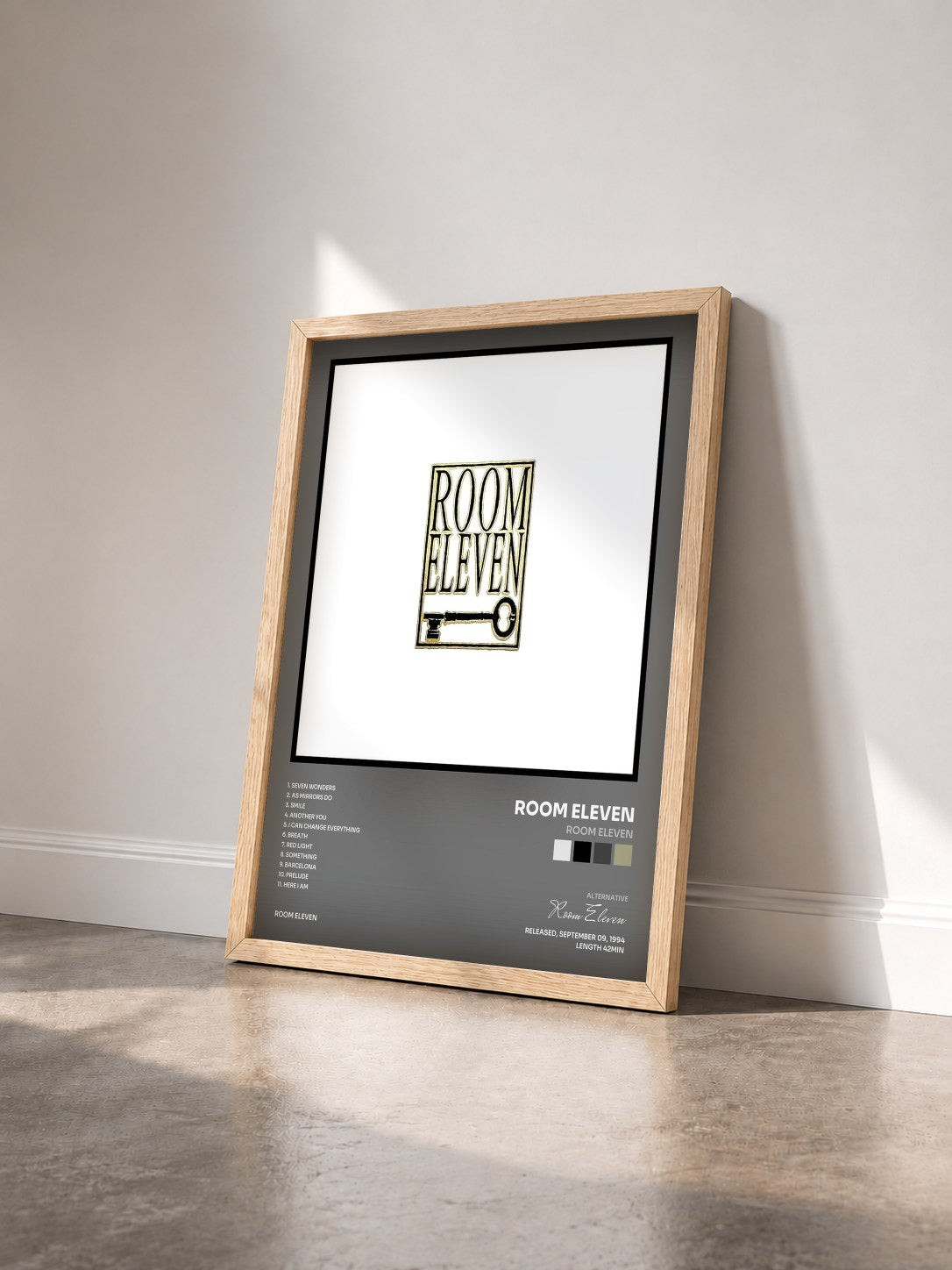 #bois Tableau de l'album Room Eleven de Room Eleven vu de trois quarts, cadre en bois brut