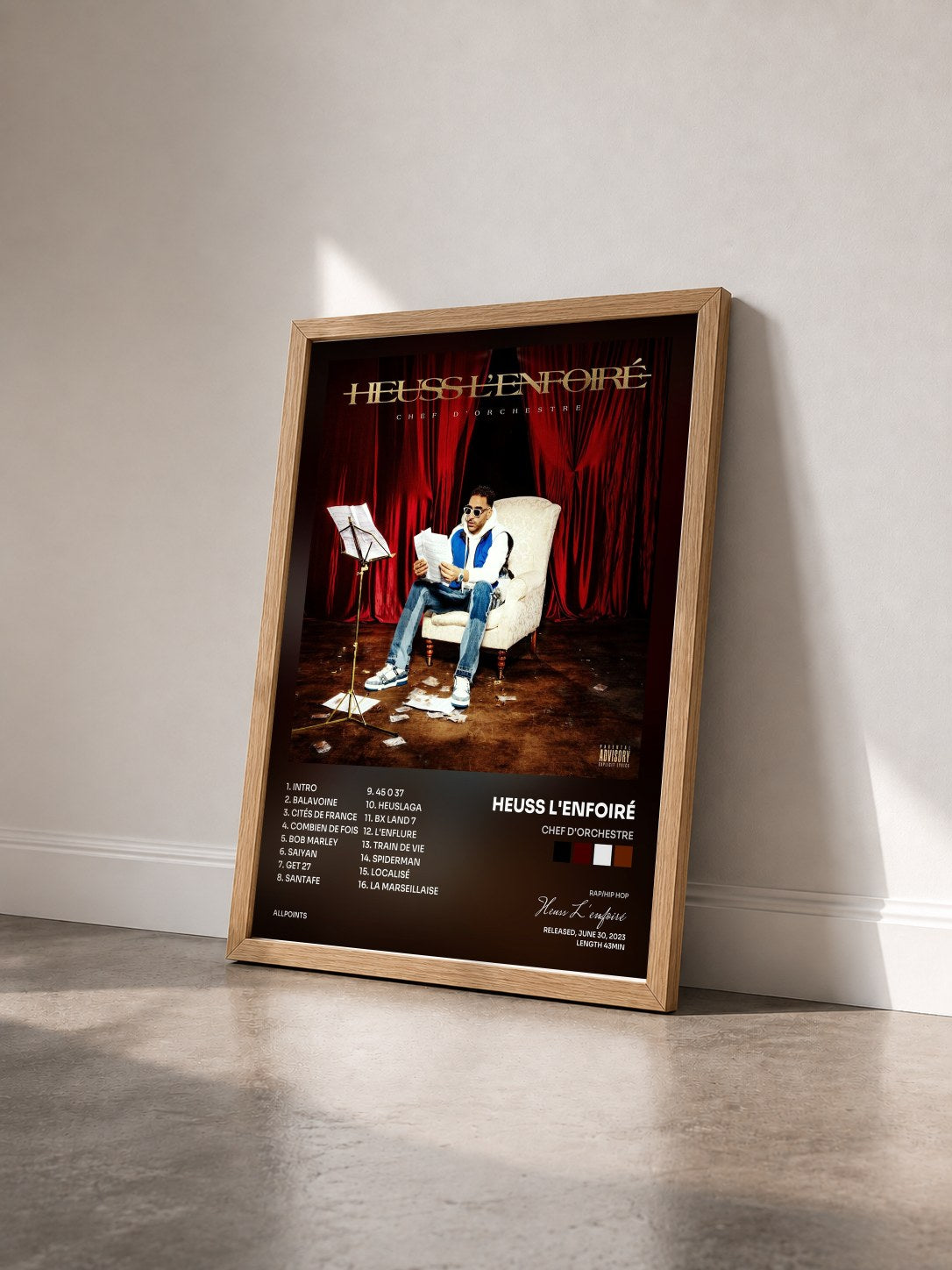 #bois Tableau de l'album Chef D'orchestre de Heuss L'enfoiré vu de trois quarts, cadre en bois brut