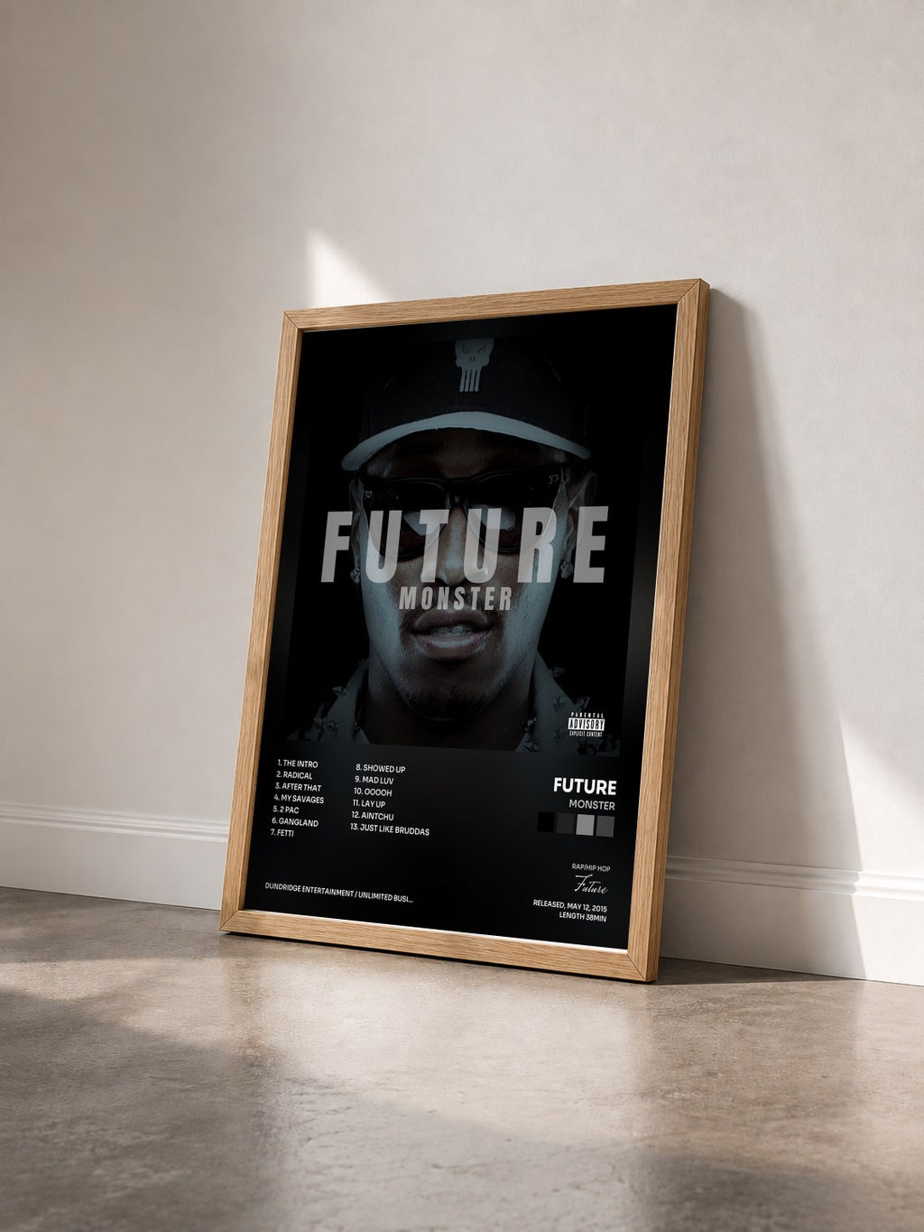 #bois Tableau de l'album Monster de Future vu de trois quarts, cadre en bois brut