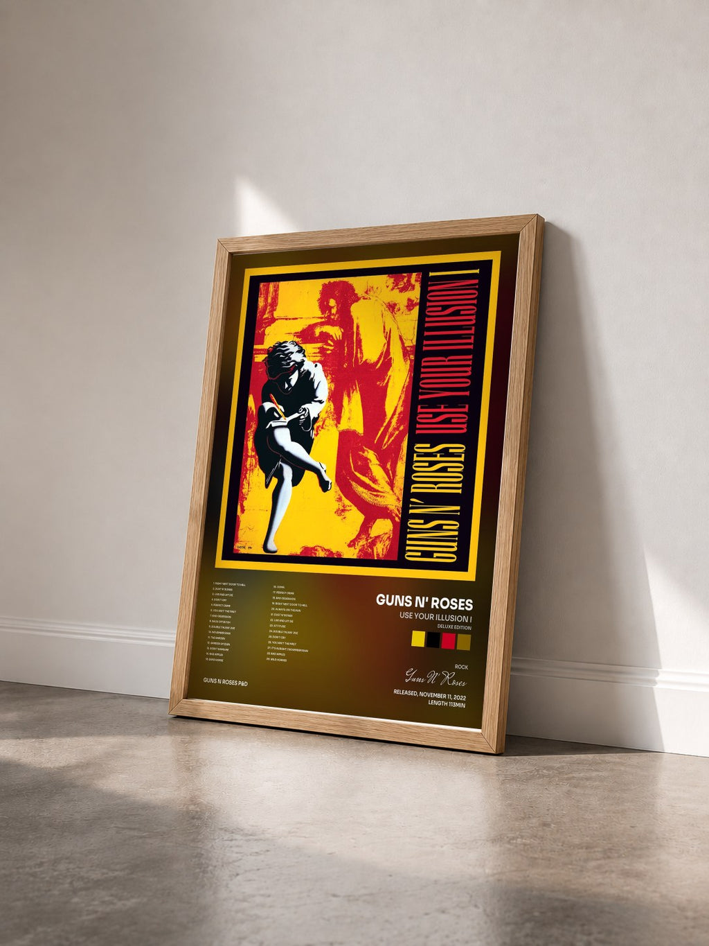 #bois Tableau de l'album Use Your Illusion I (Deluxe Edition) de Guns N' Roses vu de trois quarts, cadre en bois brut