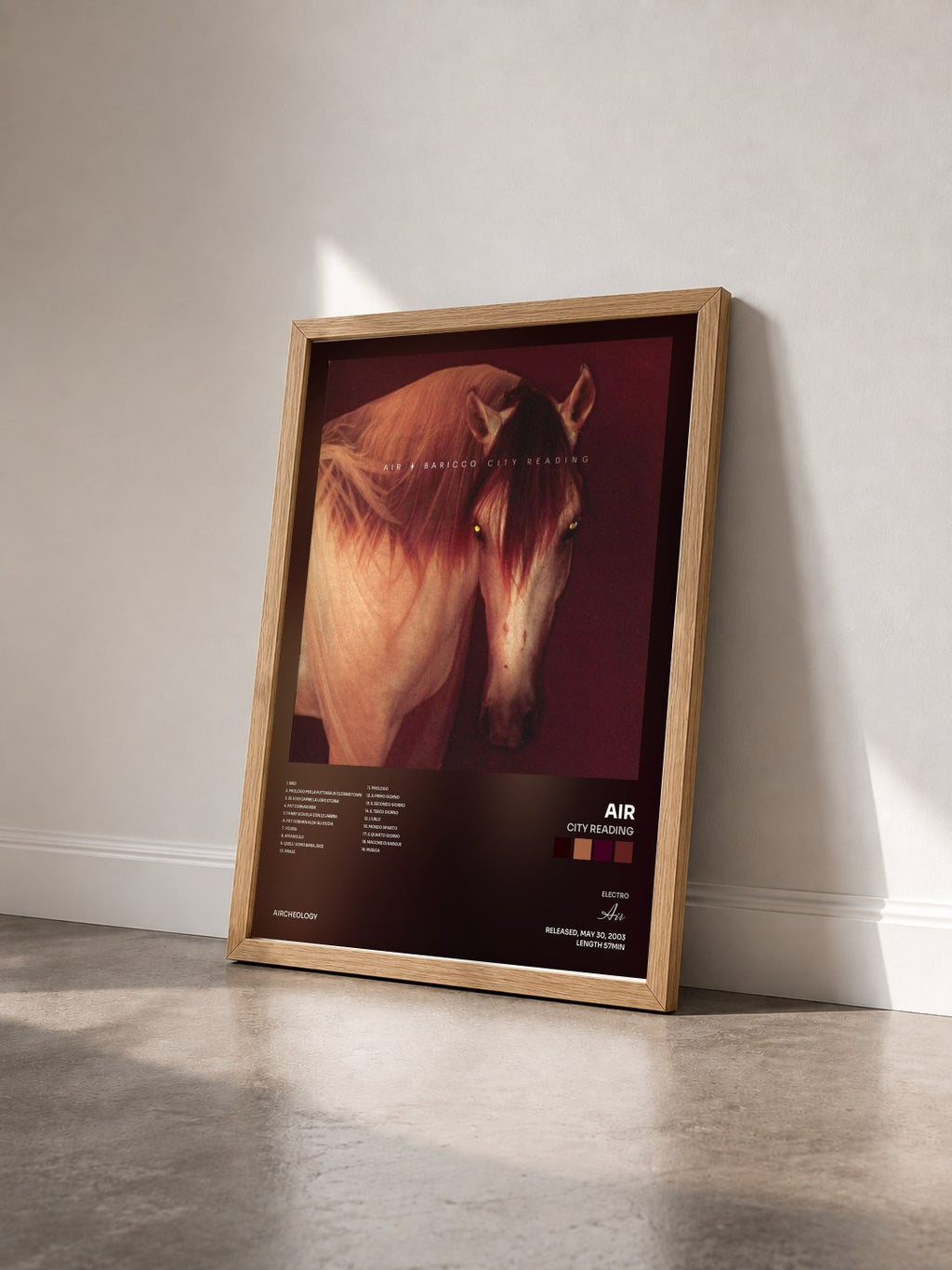 #bois Tableau de l'album City Reading de Air vu de trois quarts, cadre en bois brut