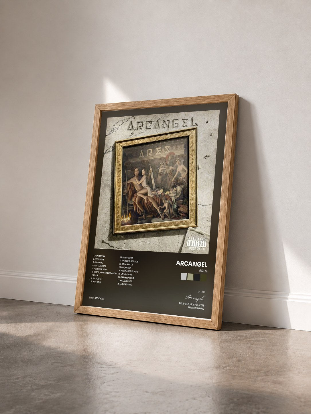 #bois Tableau de l'album Ares de Arcangel vu de trois quarts, cadre en bois brut