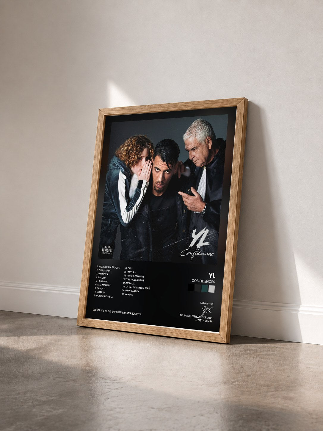 #bois Tableau de l'album Confidences de YL vu de trois quarts, cadre en bois brut