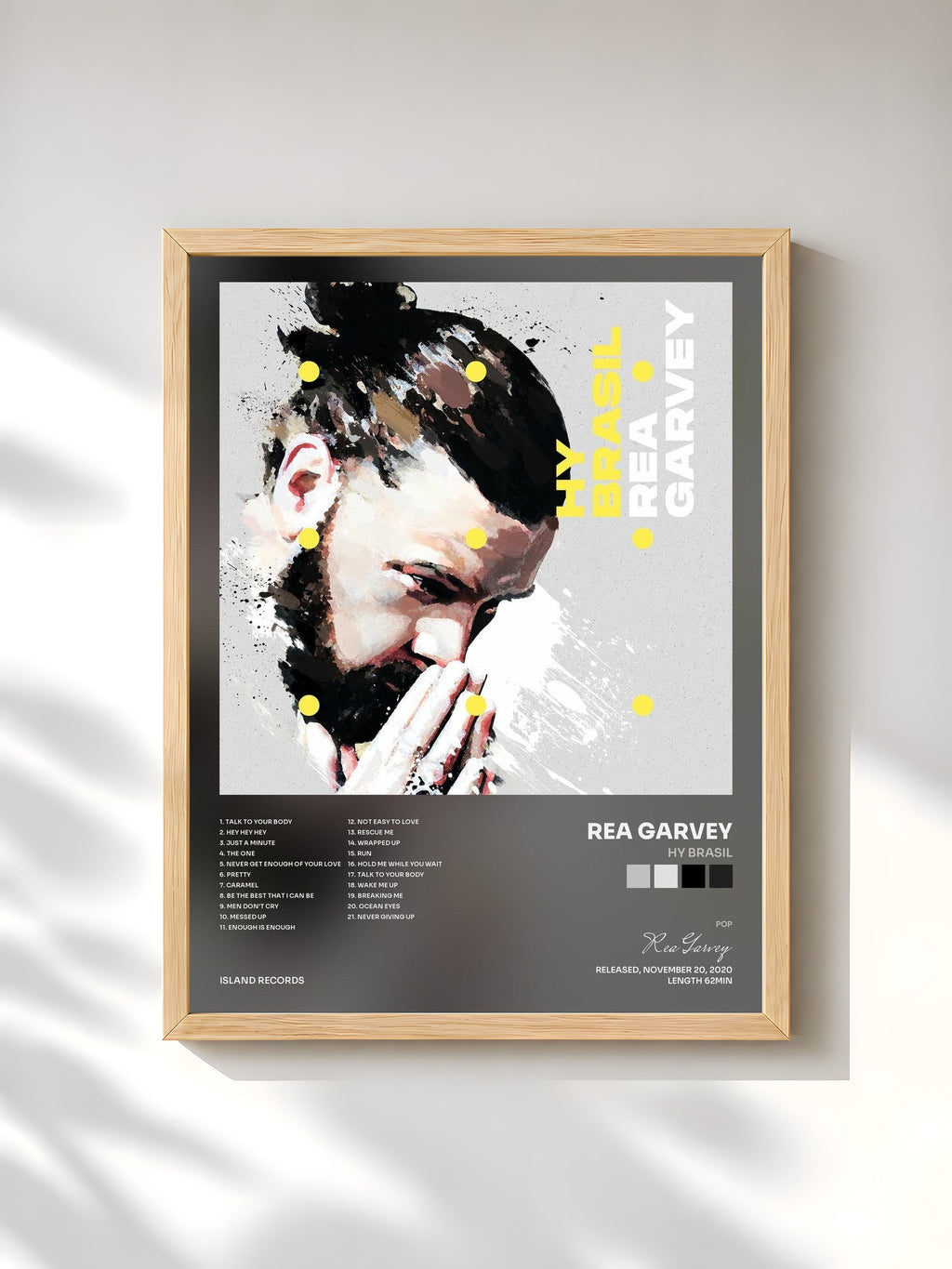 #bois Tableau de l'album Hy Brasil de Rea Garvey, cadre en bois brut, imprimé et encadré en France