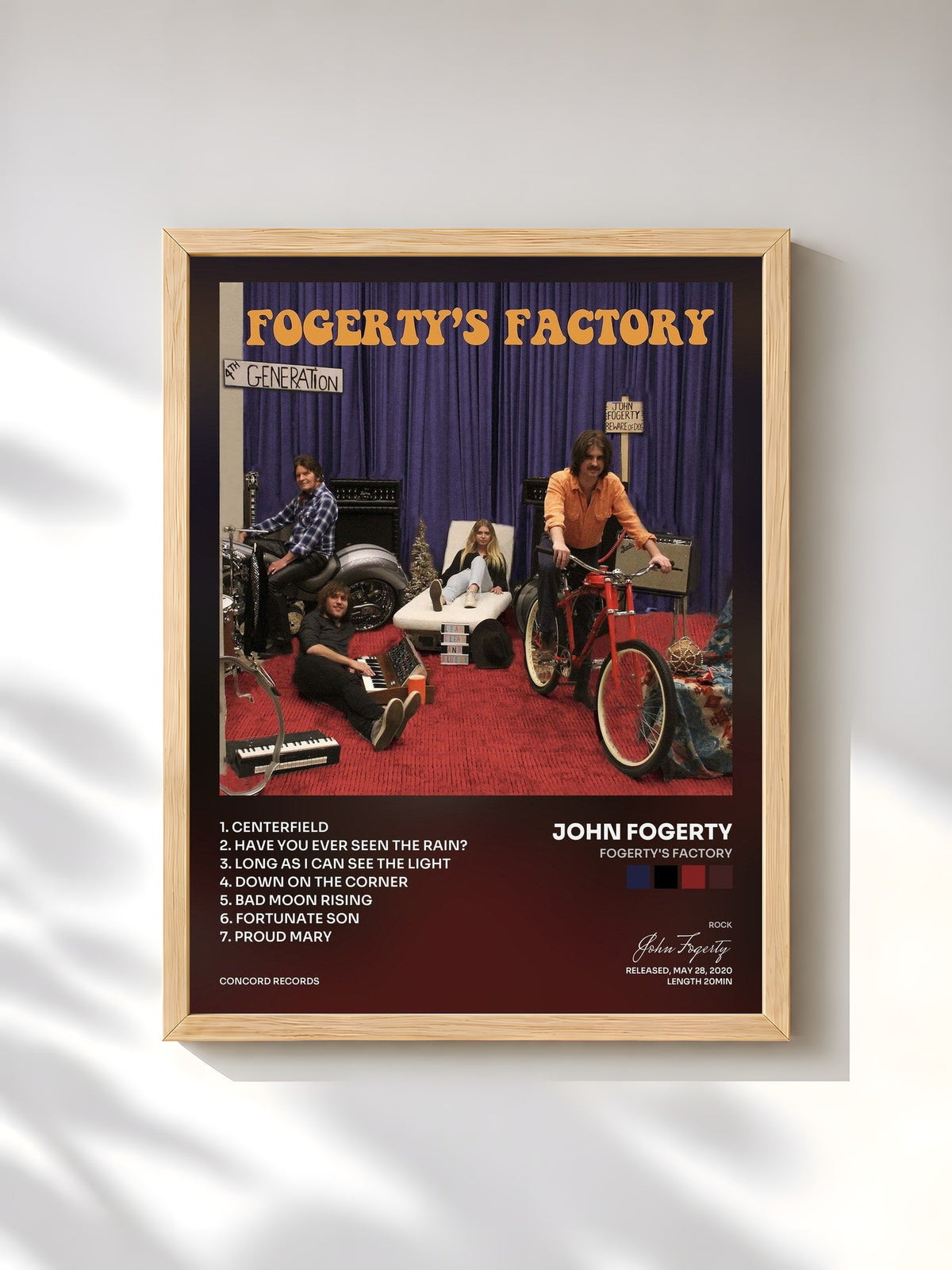 #bois Tableau de l'album Fogerty's Factory de John Fogerty, cadre en bois brut, imprimé et encadré en France