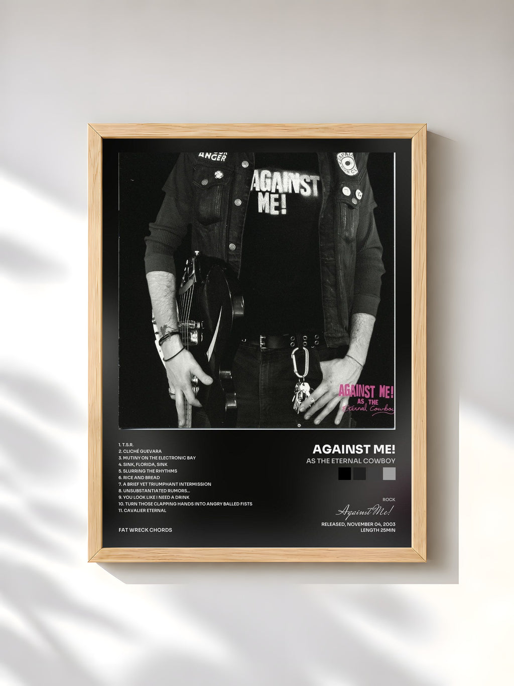 #bois Tableau de l'album As the Eternal Cowboy de Against Me!, cadre en bois brut, imprimé et encadré en France