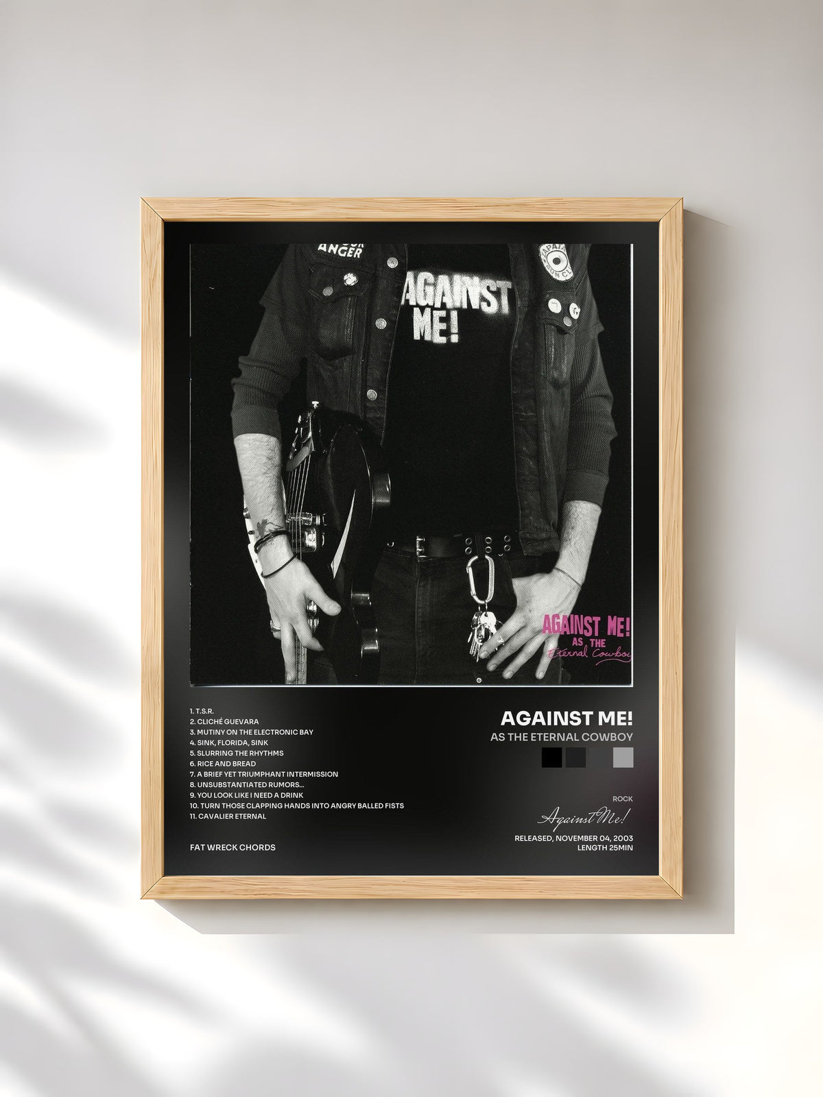 #bois Tableau de l'album As the Eternal Cowboy de Against Me!, cadre en bois brut, imprimé et encadré en France