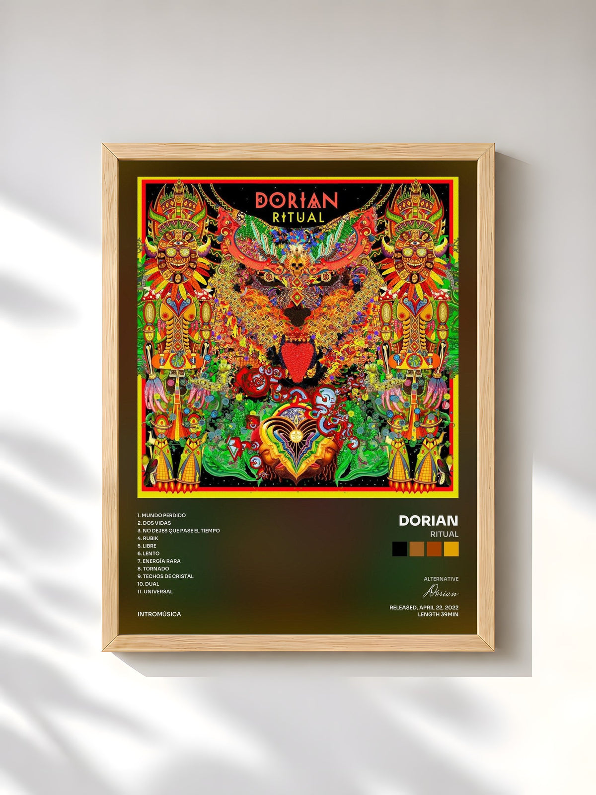 #bois Tableau de l'album Ritual de Dorian, cadre en bois brut, imprimé et encadré en France