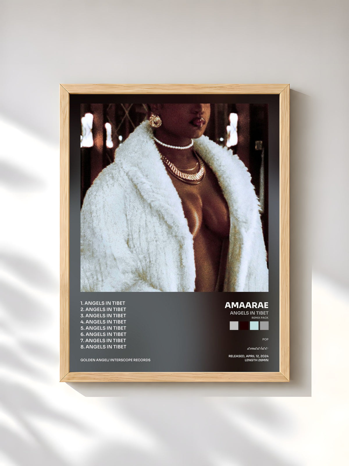 #bois Tableau de l'album Angels In Tibet (Remix Pack) de amaarae, cadre en bois brut, imprimé et encadré en France
