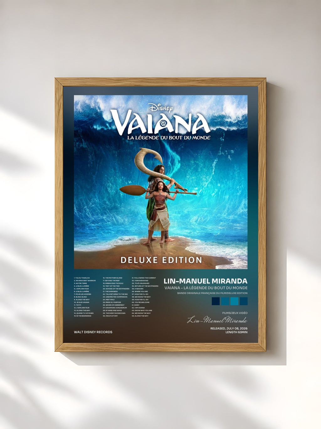 #bois Tableau de l'album Vaiana - La Légende du Bout du Monde (Bande Originale Française du Film/Deluxe Edition) de Lin-Manuel Miranda, cadre en bois brut, imprimé et encadré en France