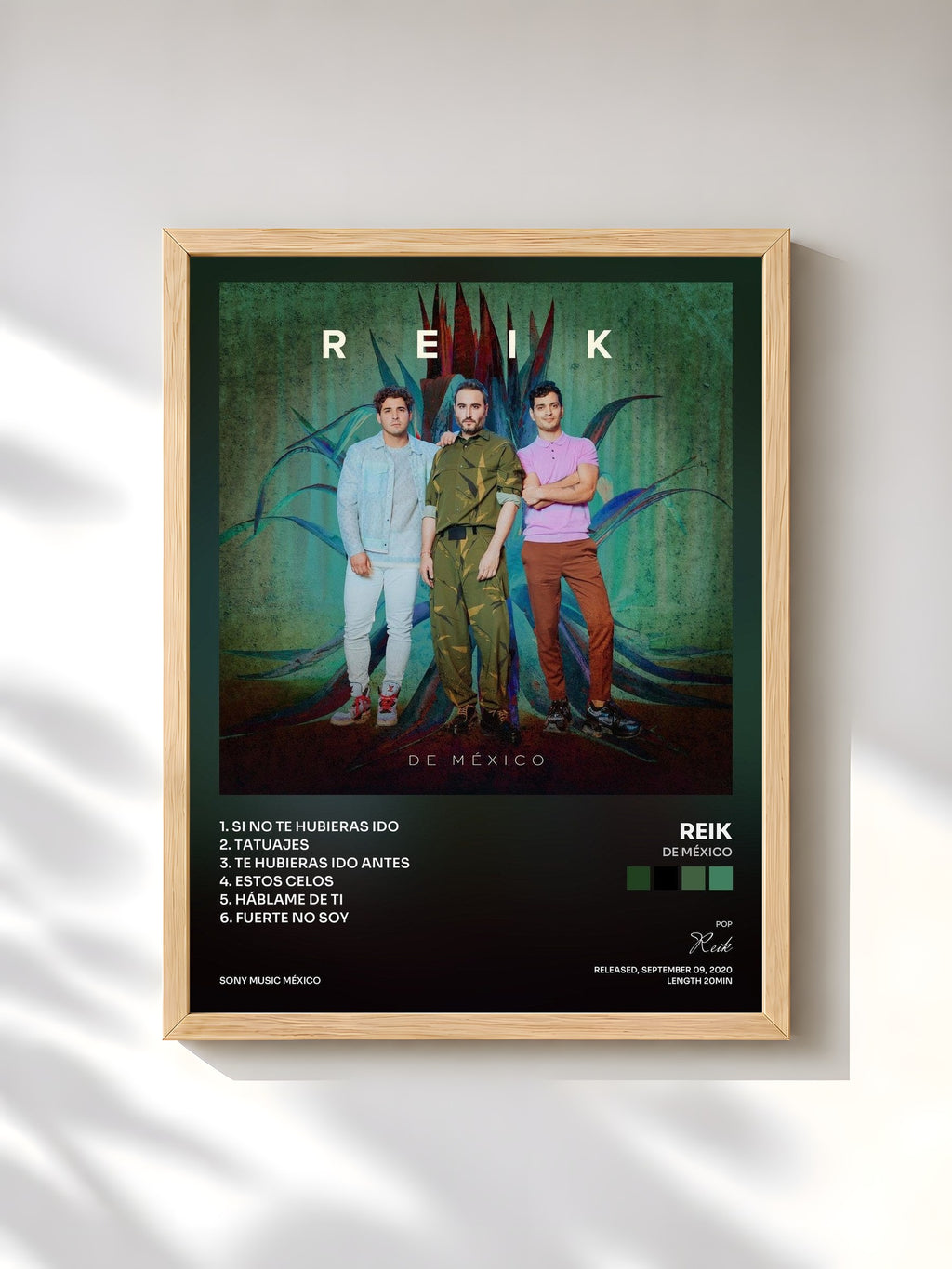 #bois Tableau de l'album De México de Reik, cadre en bois brut, imprimé et encadré en France