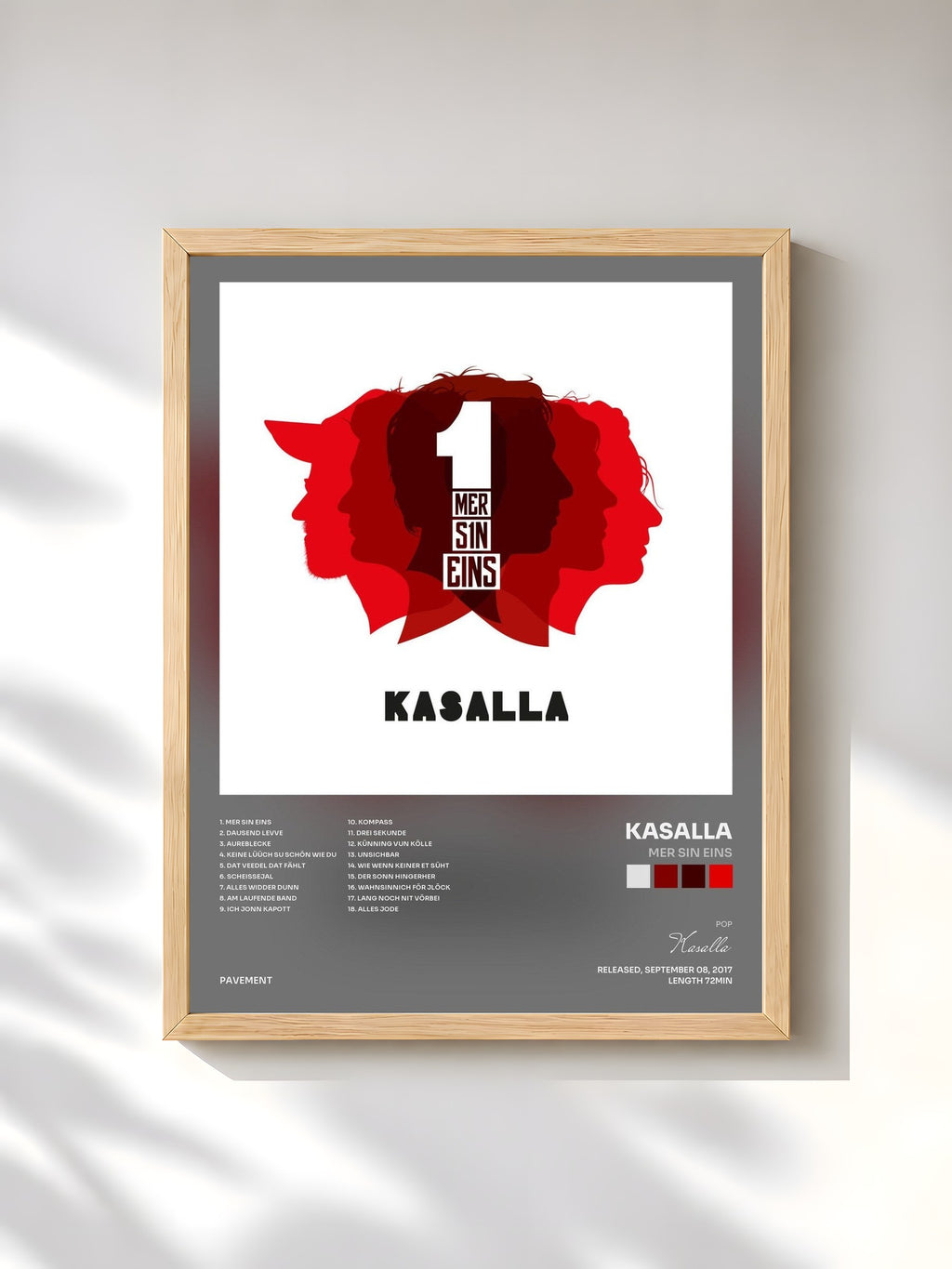 #bois Tableau de l'album Mer sin Eins de Kasalla, cadre en bois brut, imprimé et encadré en France