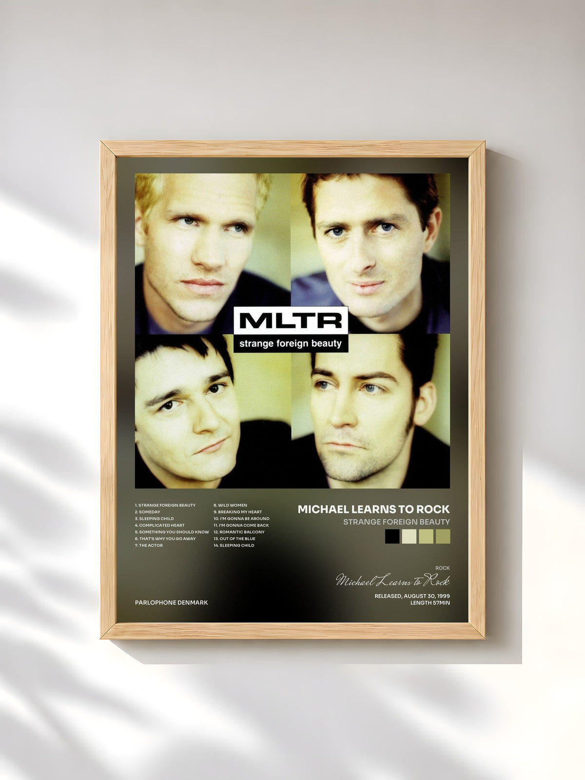 #bois Tableau de l'album Strange Foreign Beauty de Michael Learns to Rock, cadre en bois brut, imprimé et encadré en France