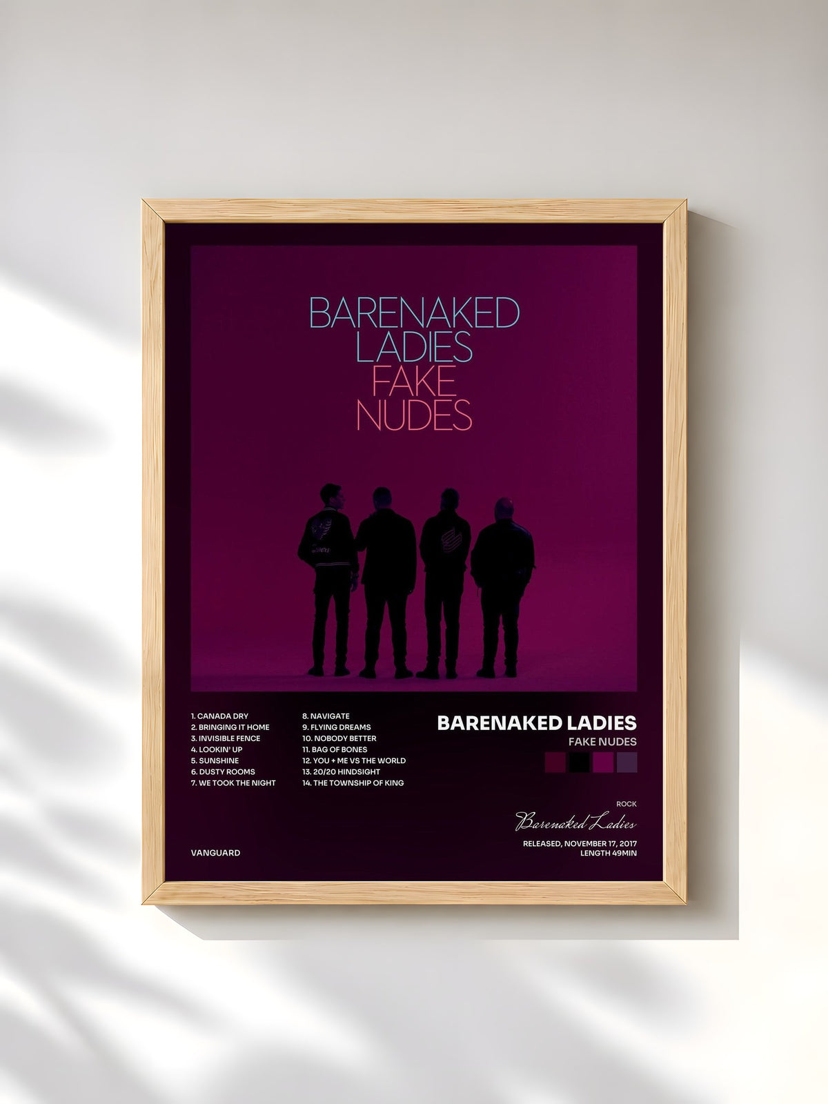 #bois Tableau de l'album Fake Nudes de Barenaked Ladies, cadre en bois brut, imprimé et encadré en France