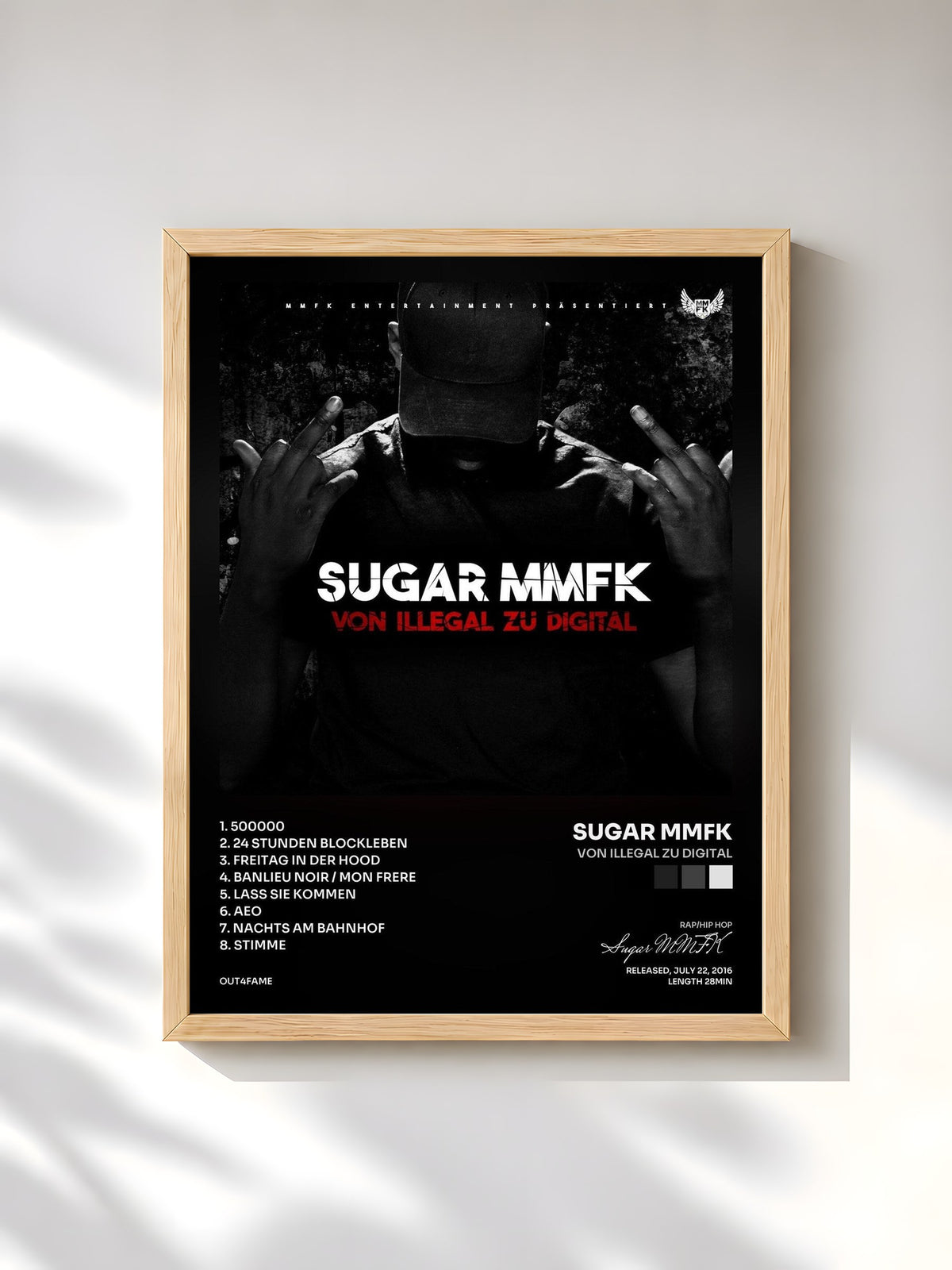 #bois Tableau de l'album Von illegal zu digital de Sugar MMFK, cadre en bois brut, imprimé et encadré en France