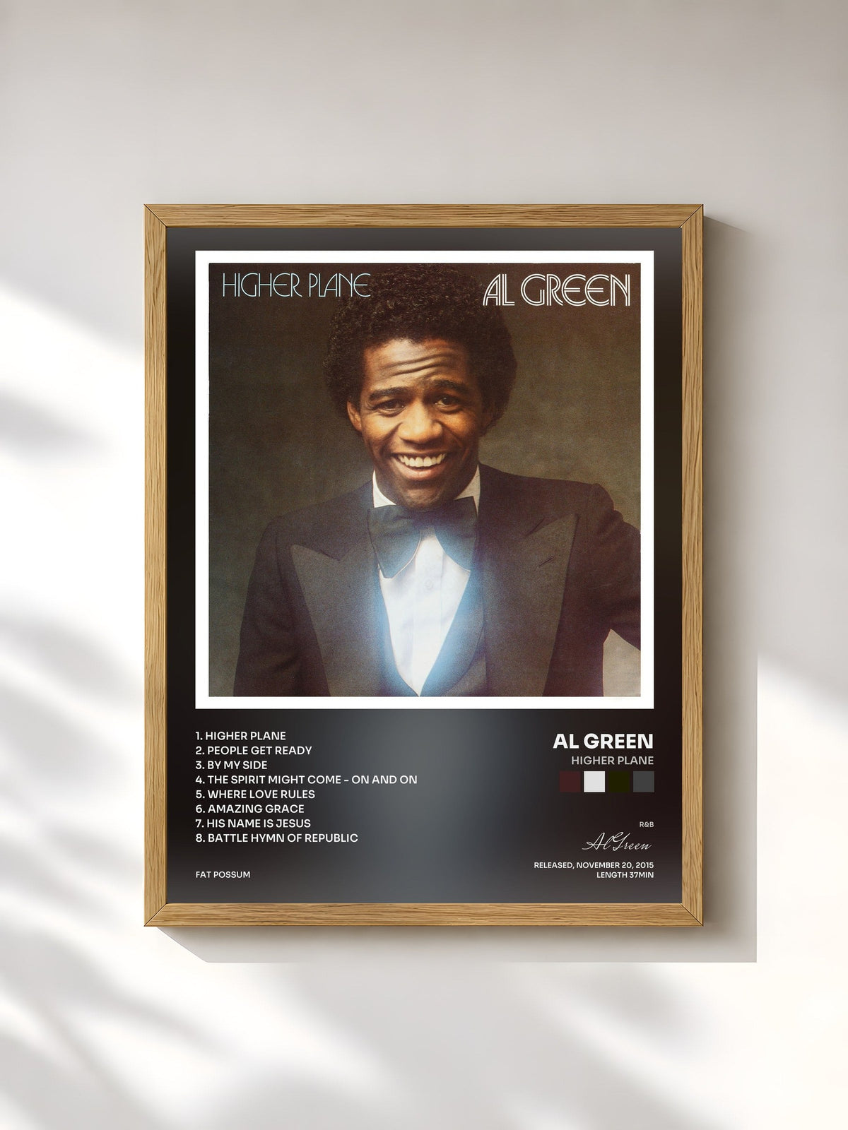 #bois Tableau de l'album Higher Plane de Al Green, cadre en bois brut, imprimé et encadré en France