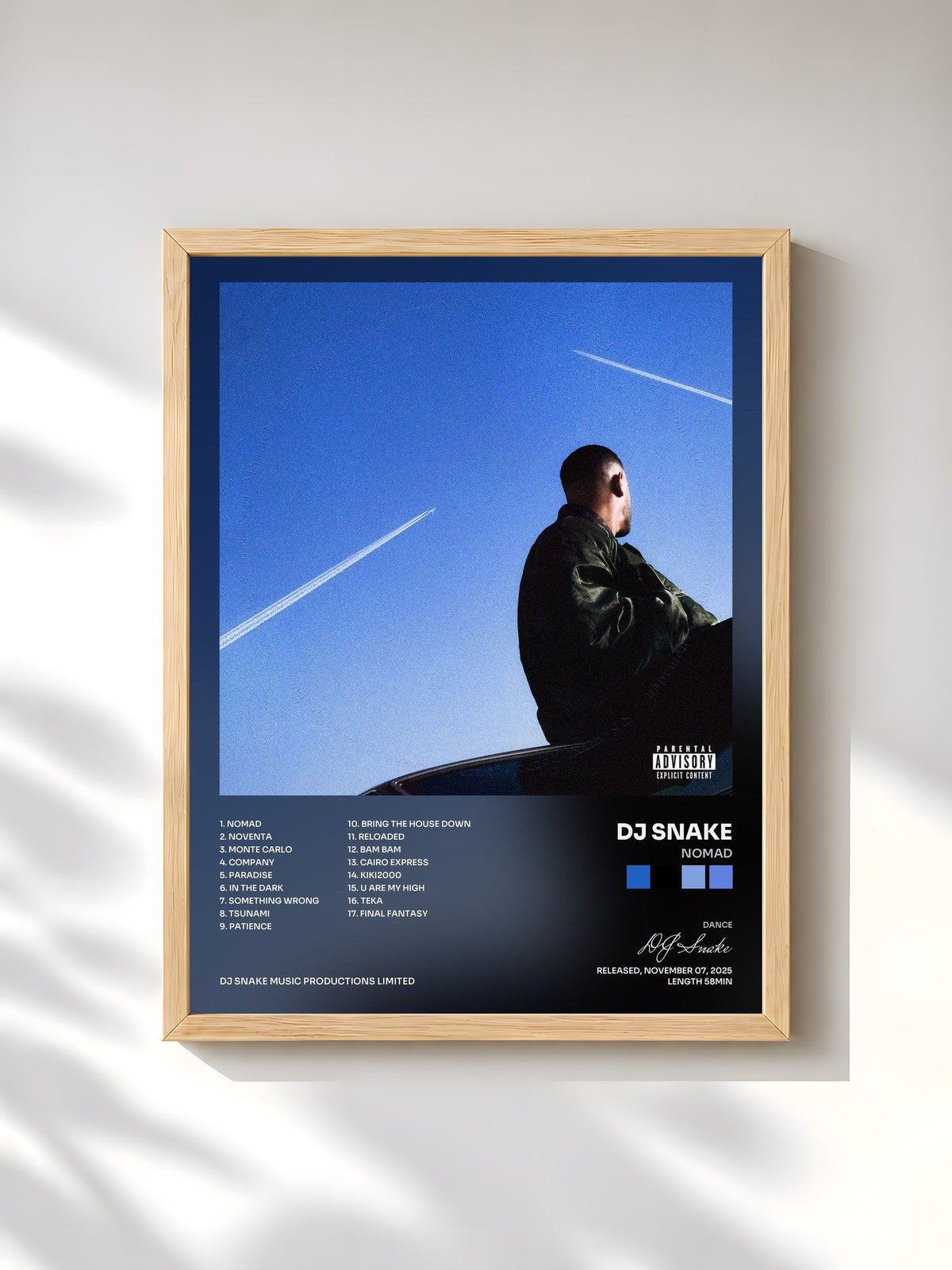 #bois Tableau de l'album Nomad de DJ Snake, cadre en bois brut, imprimé et encadré en France