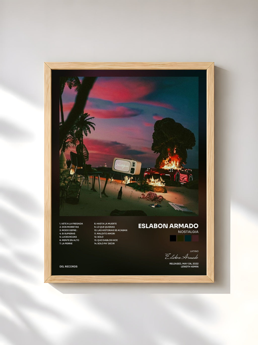 #bois Tableau de l'album NOSTALGIA de Eslabon Armado, cadre en bois brut, imprimé et encadré en France