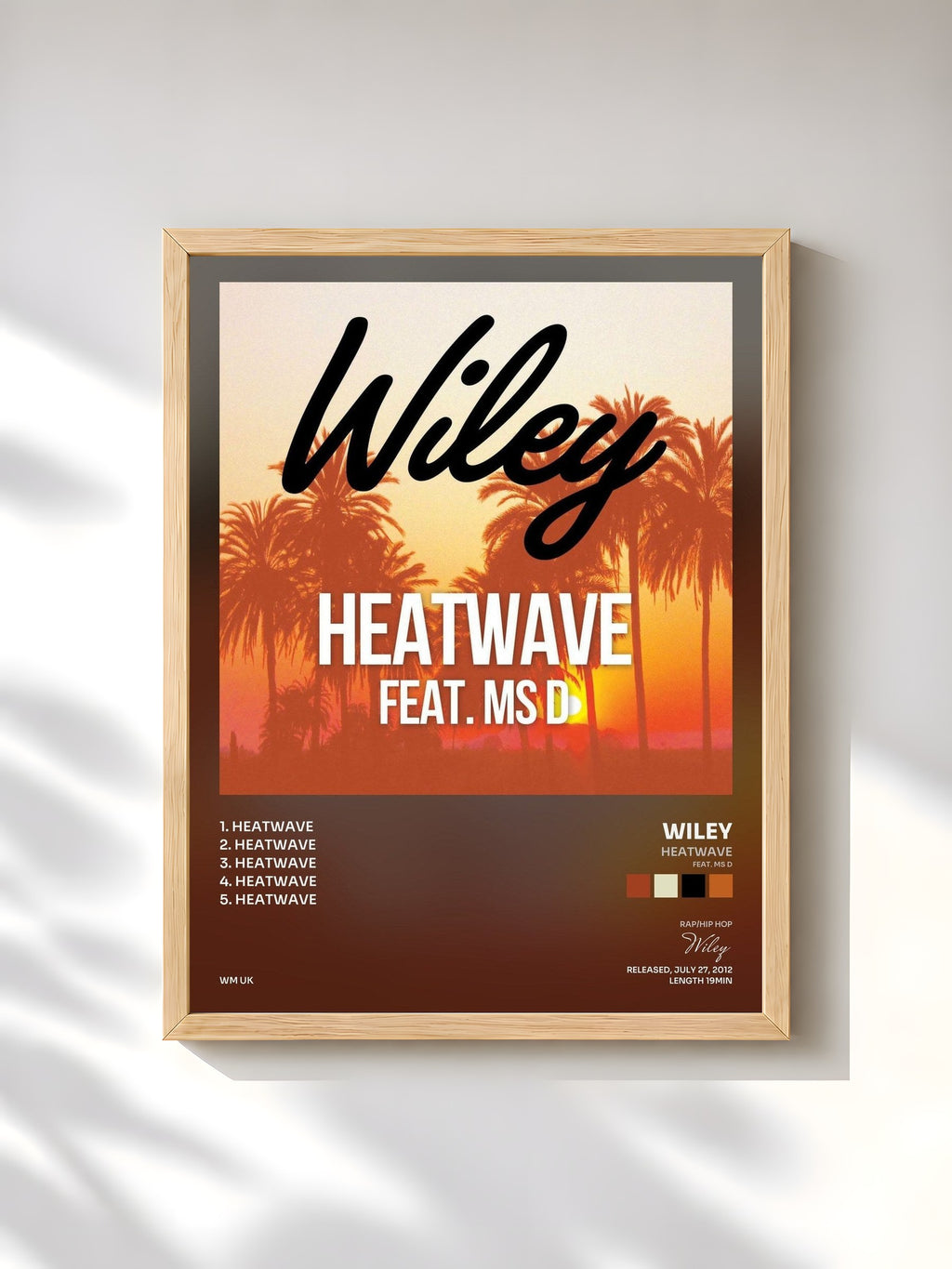 #bois Tableau de l'album Heatwave (feat. Ms D) de Wiley, cadre en bois brut, imprimé et encadré en France