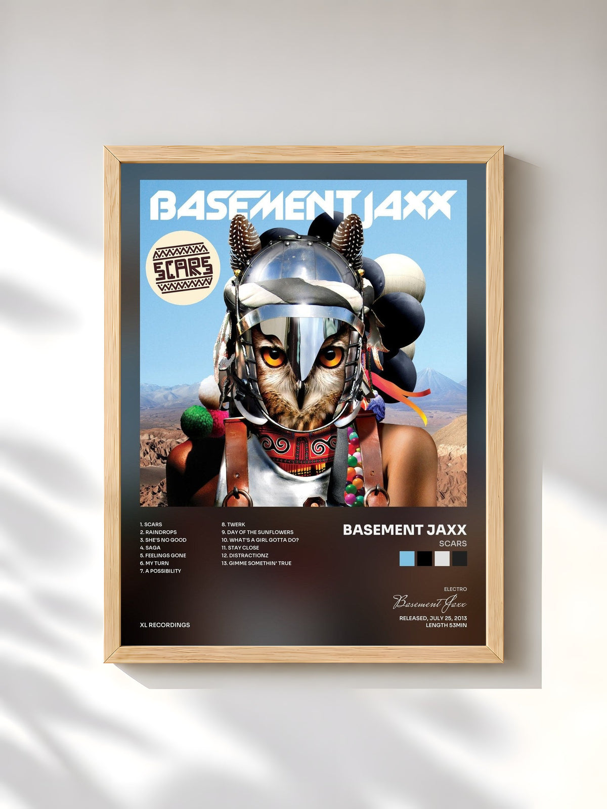 #bois Tableau de l'album Scars de Basement Jaxx, cadre en bois brut, imprimé et encadré en France