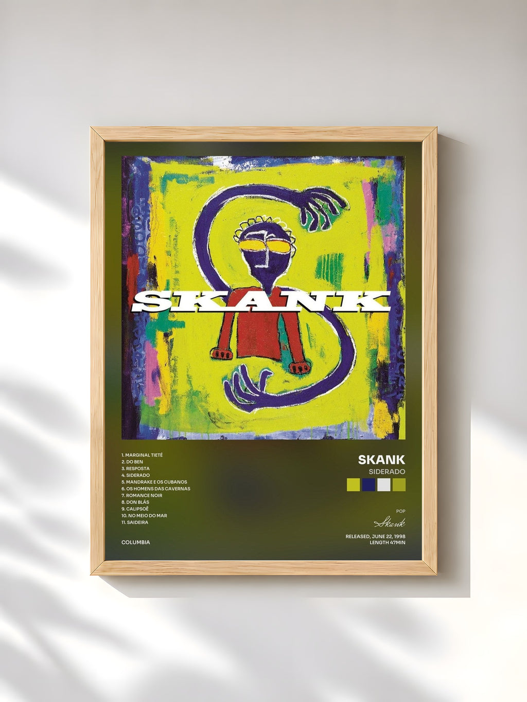 #bois Tableau de l'album Siderado de Skank, cadre en bois brut, imprimé et encadré en France