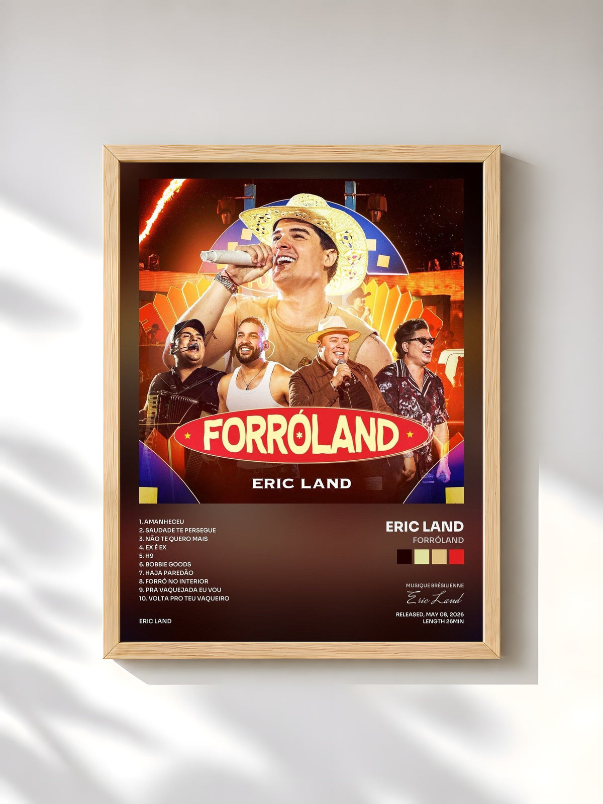 #bois Tableau de l'album ForróLand de Eric Land, cadre en bois brut, imprimé et encadré en France