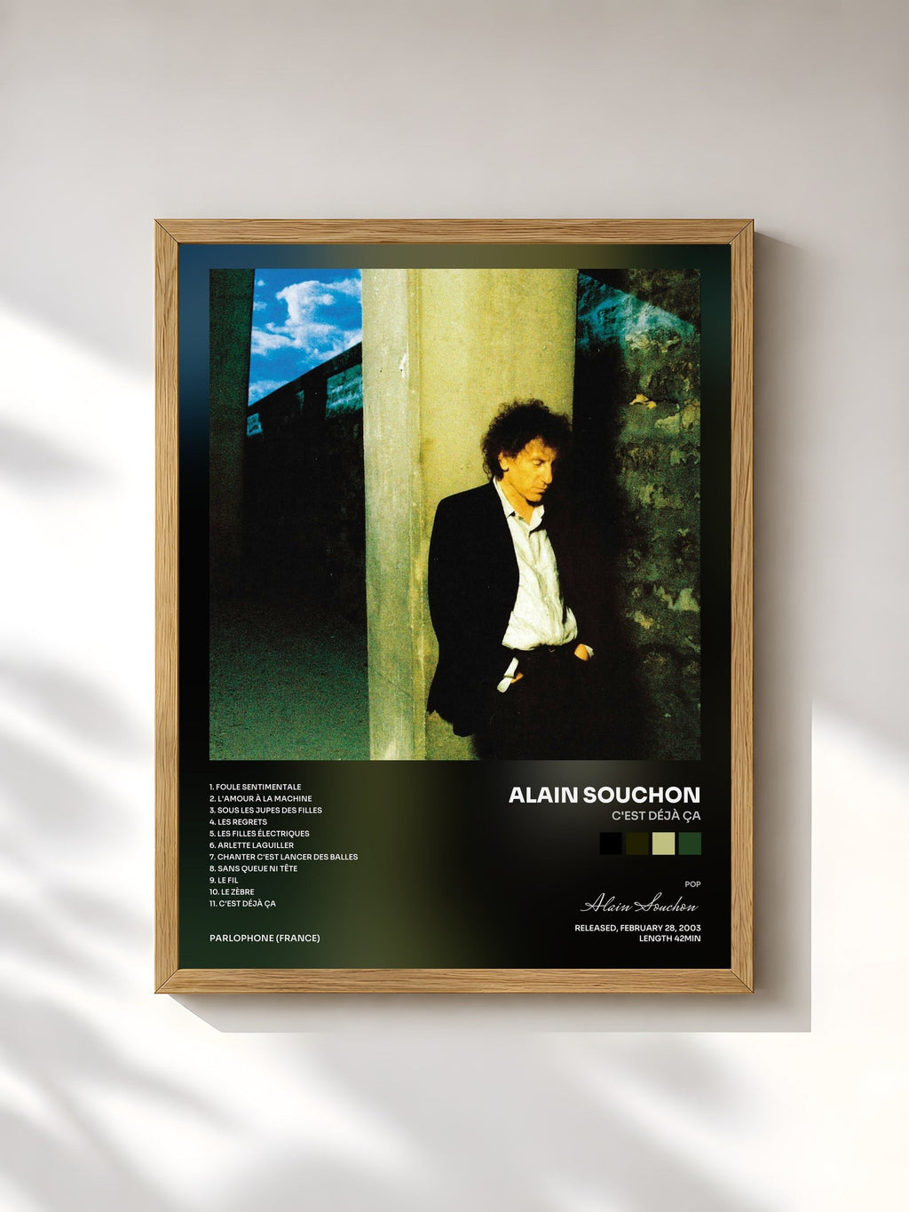 #bois Tableau de l'album C'est déjà ça de Alain Souchon, cadre en bois brut, imprimé et encadré en France