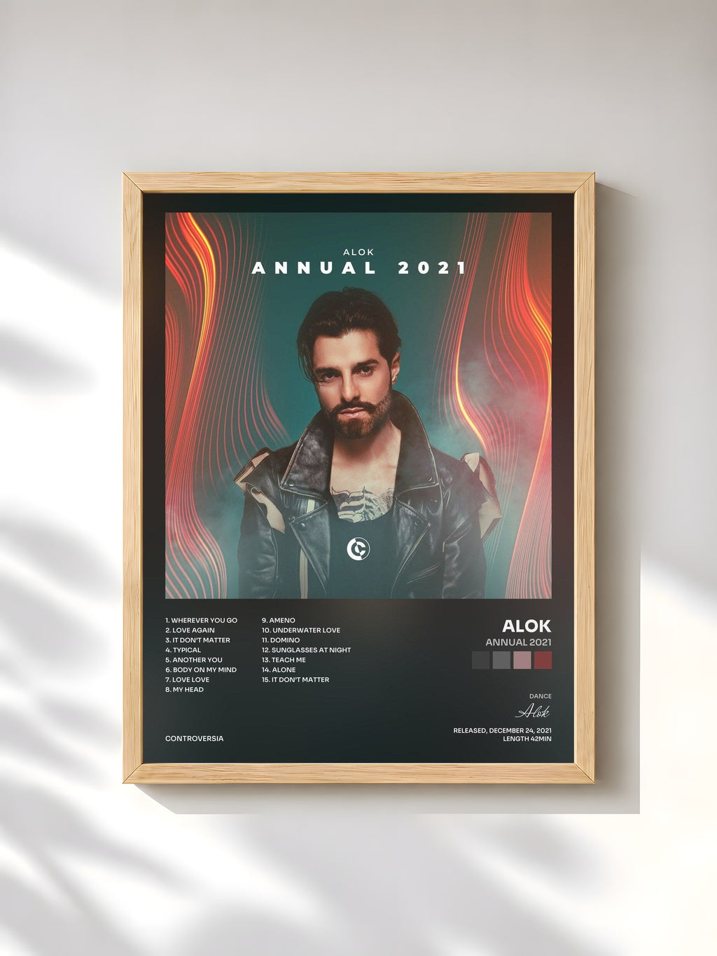 #bois Tableau de l'album Annual 2021 de Alok, cadre en bois brut, imprimé et encadré en France