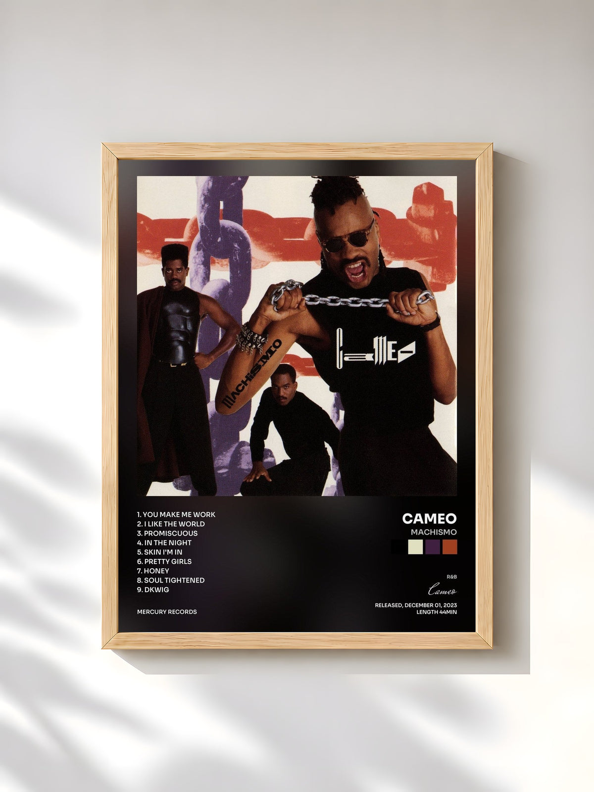 #bois Tableau de l'album Machismo de Cameo, cadre en bois brut, imprimé et encadré en France
