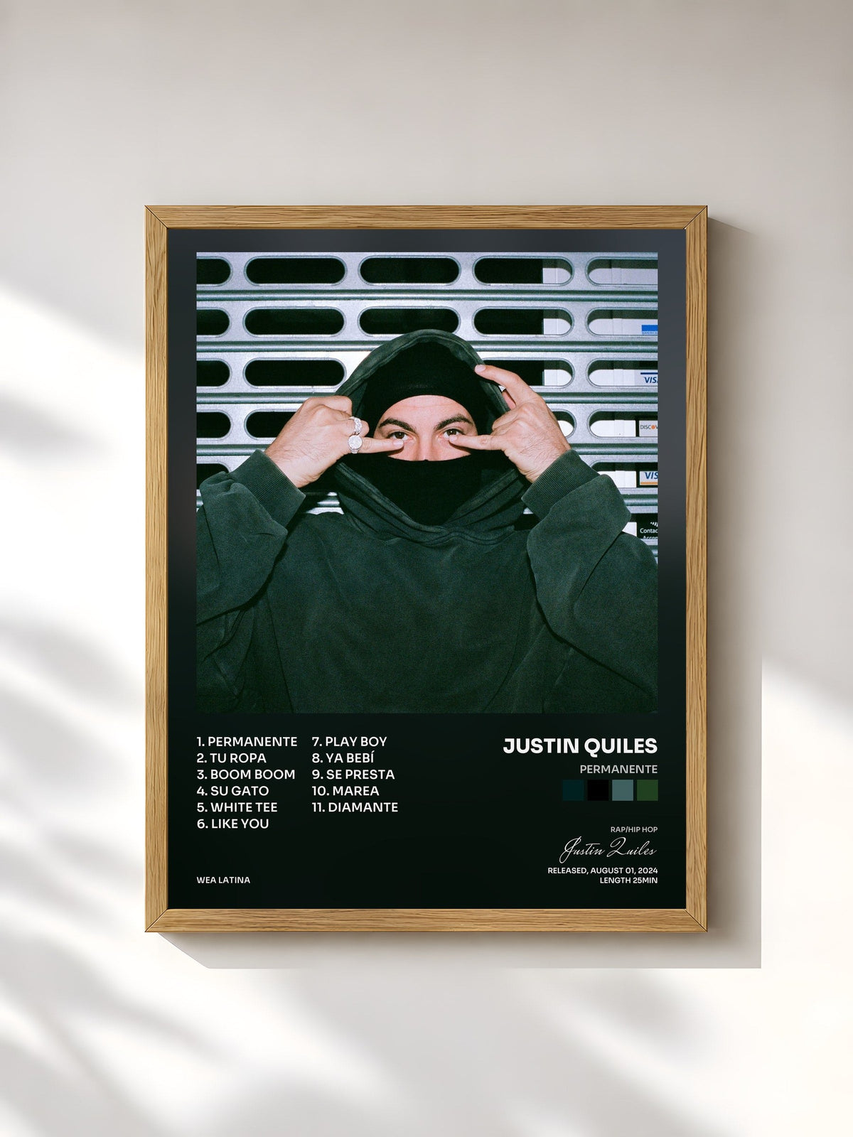 #bois Tableau de l'album PERMANENTE de Justin Quiles, cadre en bois brut, imprimé et encadré en France