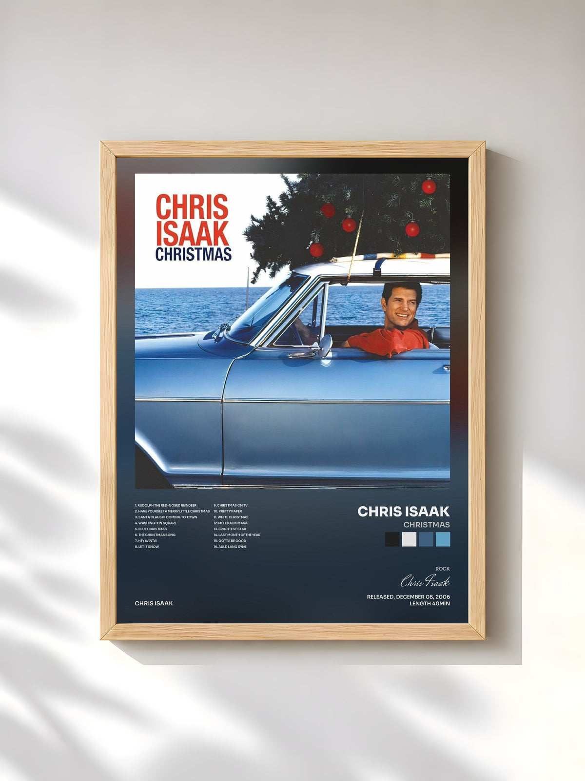 #bois Tableau de l'album Christmas de Chris Isaak, cadre en bois brut, imprimé et encadré en France